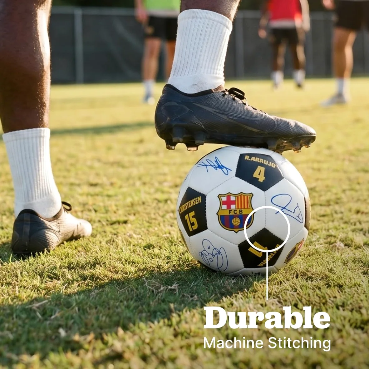 Maccabi Art Balón de fútbol oficial del FC Barcelona con firmas de jugador y números de jugador, talla 5