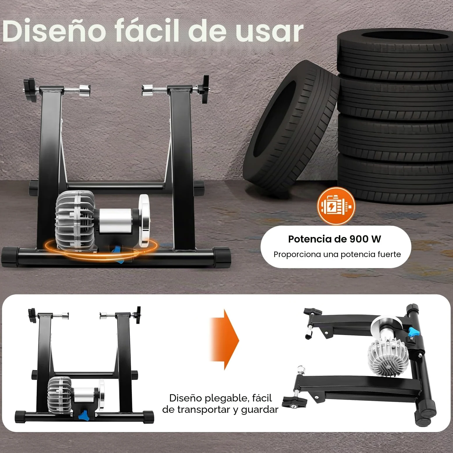 Ciclismo Ejercicio Estacionario Bicicleta,Rodillo de Entrenamiento Bicicleta, Soporte de Entrenamiento de Bicicleta de Liberación Rápida Soporte para Montaña y Carretera