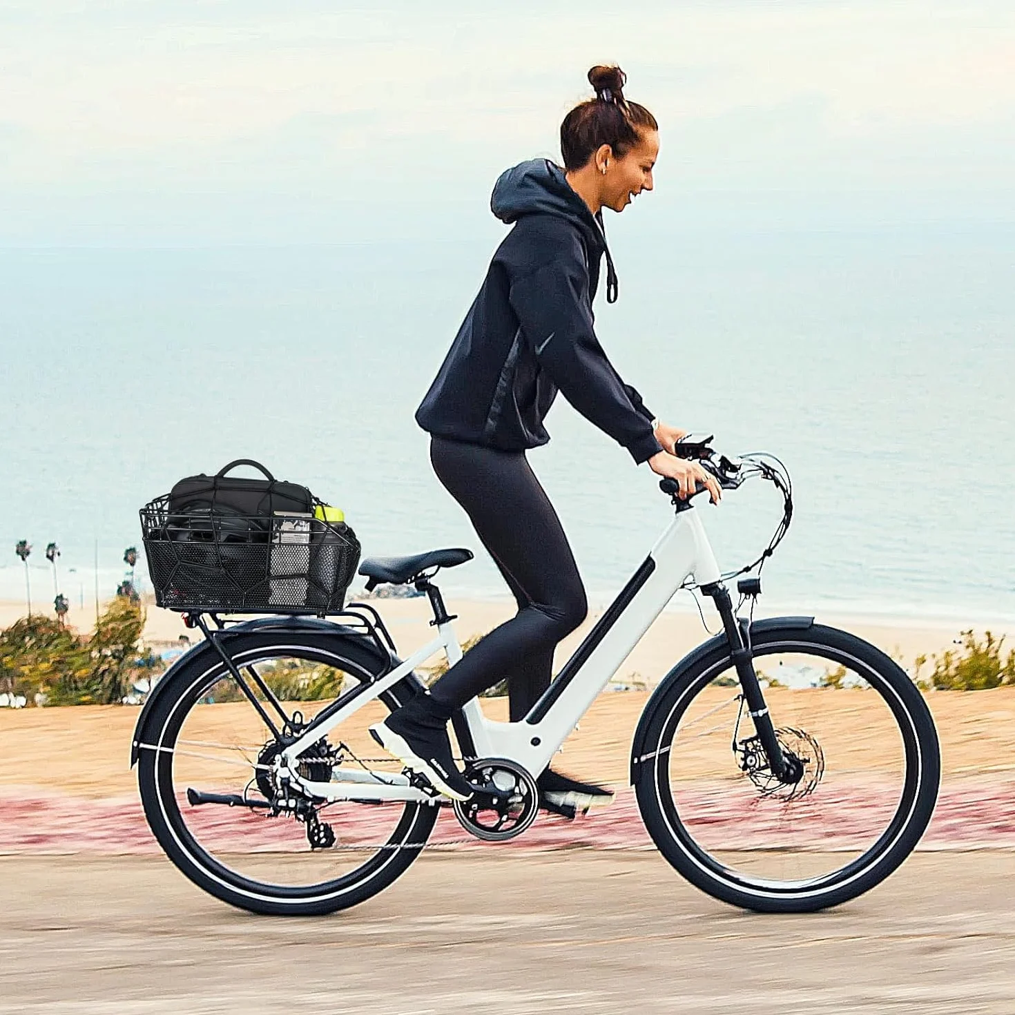 CXWXC Cesta de Bicicleta Trasera con Red de Carga y Forro Grueso para Bicicleta, Bolsa Gruesa para Bicicleta eléctrica