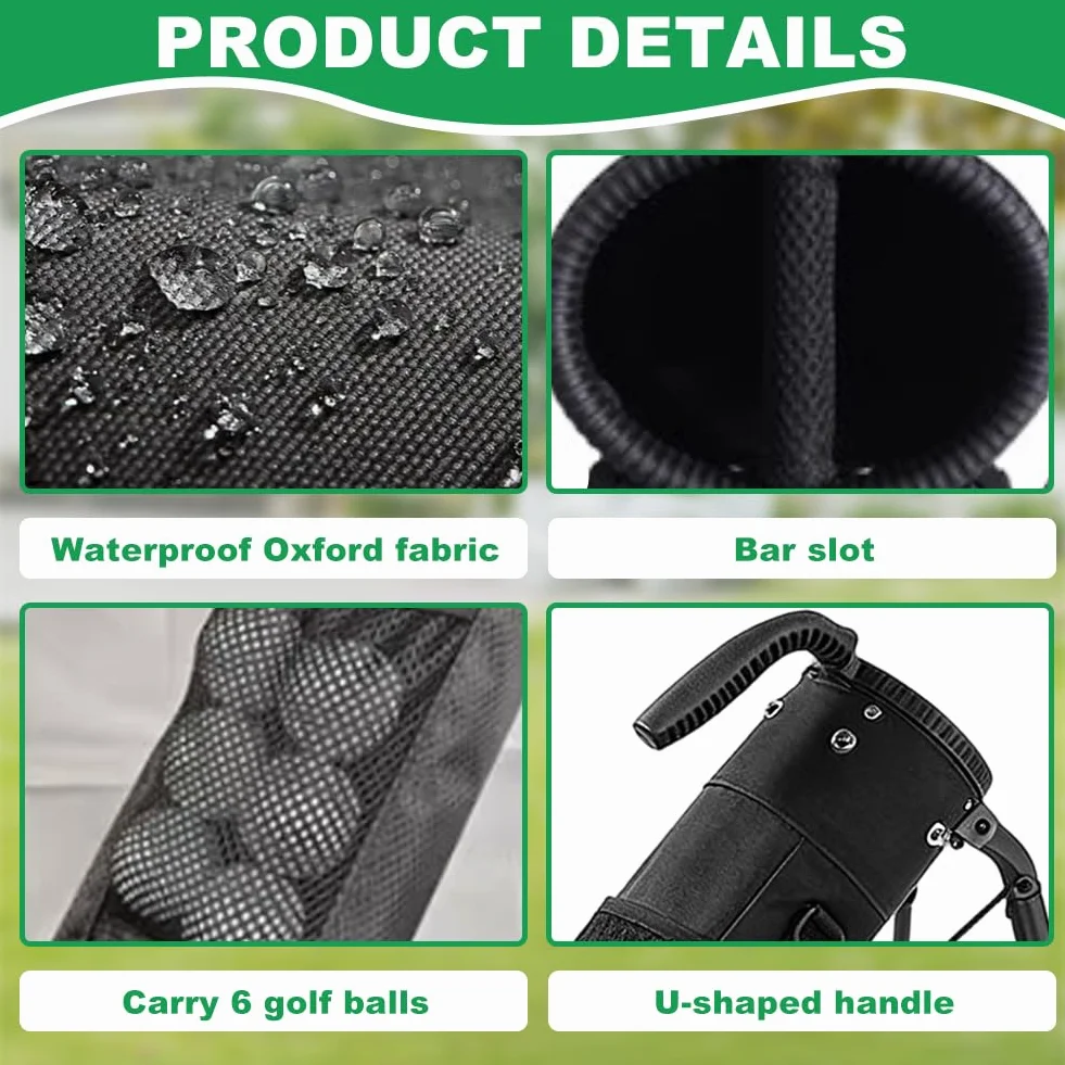 Bolsa de golf Range Bag para hombre: peso ligero de 2,2 libras, 3 bolsillos, soporte estable y correa de transporte, ideal para carreras y cursos