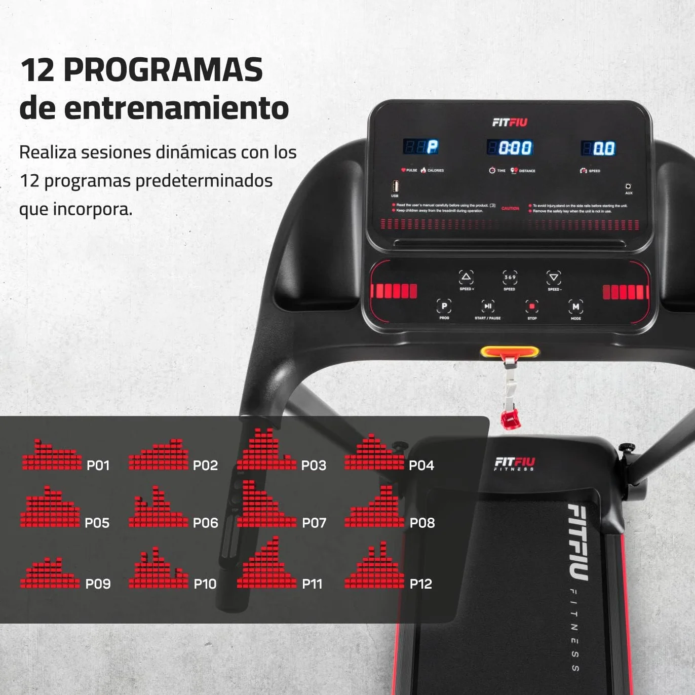 Cinta de Correr Plegable FITFIU Fitness Inclinación 9% y Velocidad Ajustable 14 km/h Conectividad App y Altavoces Integrados 12 Programas y Motor 2.0 HP con Soporte para Tablet MC-90