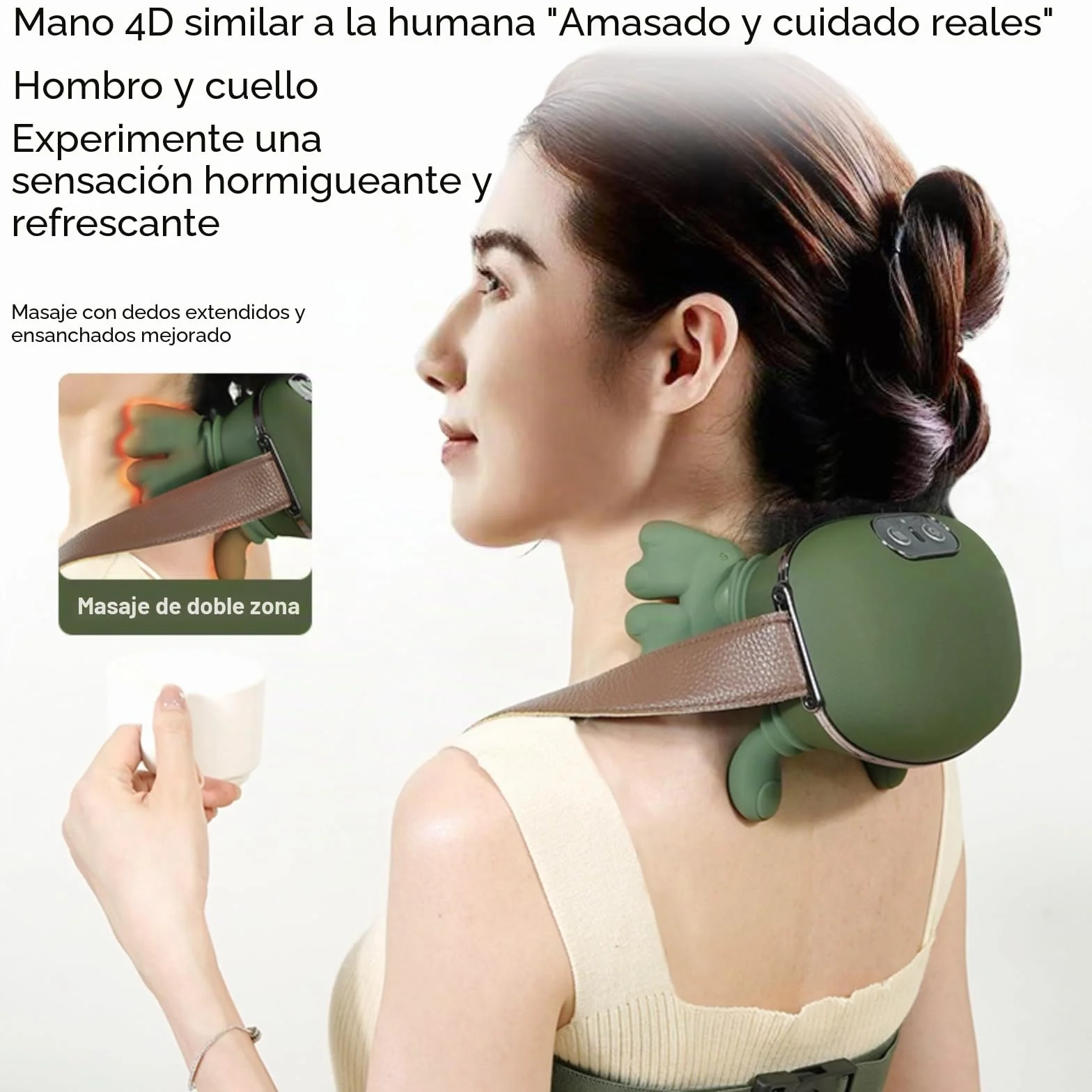 Masajeador Cervical y Espalda con Calor Shiatsu Portátil para Cuello y Hombros