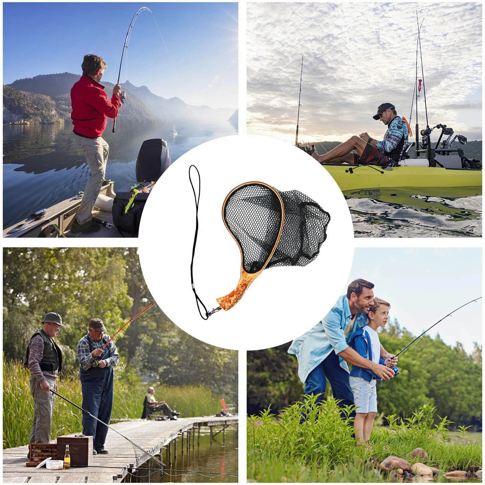 Red de con Mosca – Red de de Trucha, de Pescado, para Peces | de Engranaje, Malla Negra, Accesorios para Moscas