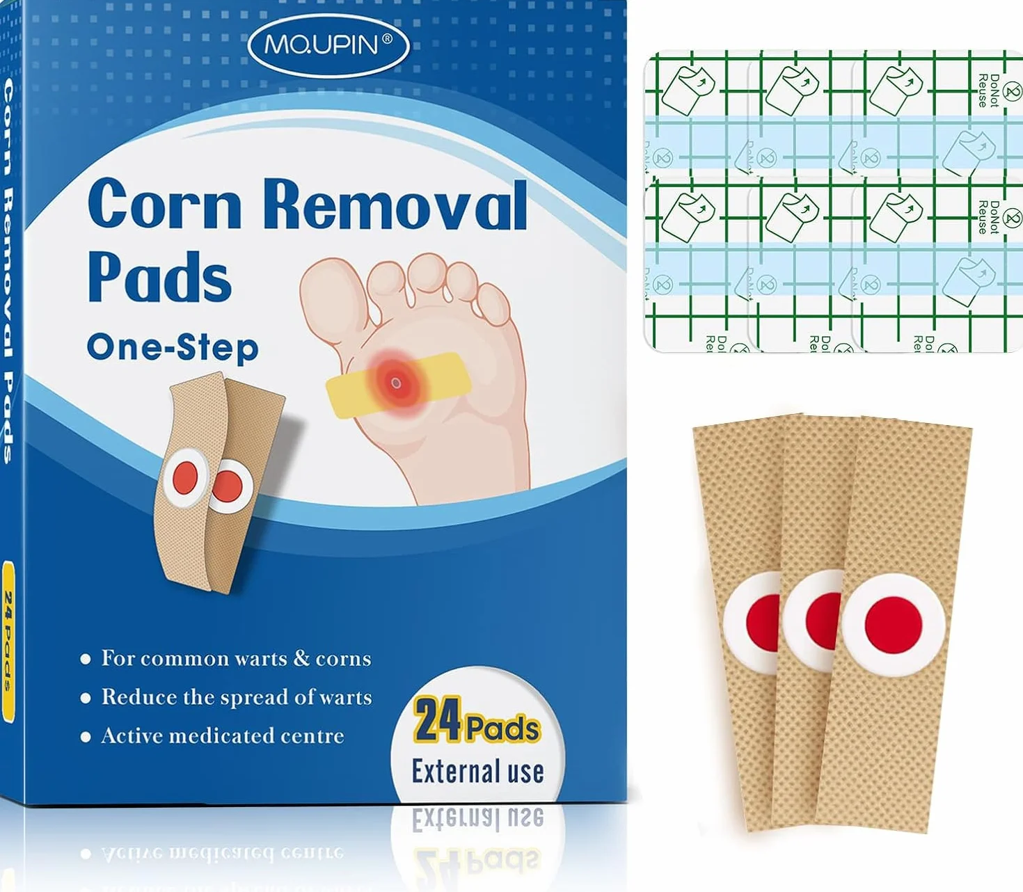 MQUPIN Wart Remover Eliminar Verrugas Tratamiento para Quitar Verrugas Comunes, Plantares, Maíz y Callos (24pcs)