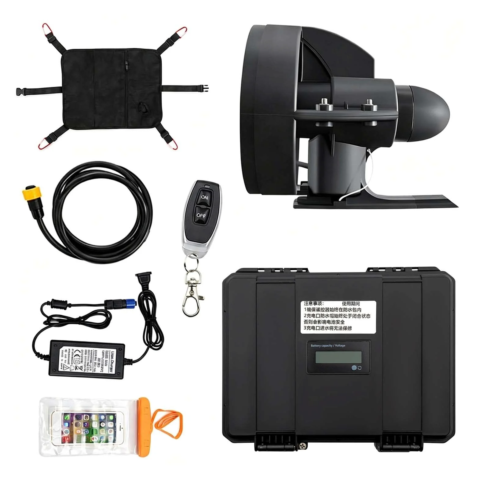 Motor Eléctrico para Sup, Propulsor Submarino, Hélice para Kayak y Paddle Surf, Motor de 12 V con Control Remoto, Empuje de 440 Libras 216W