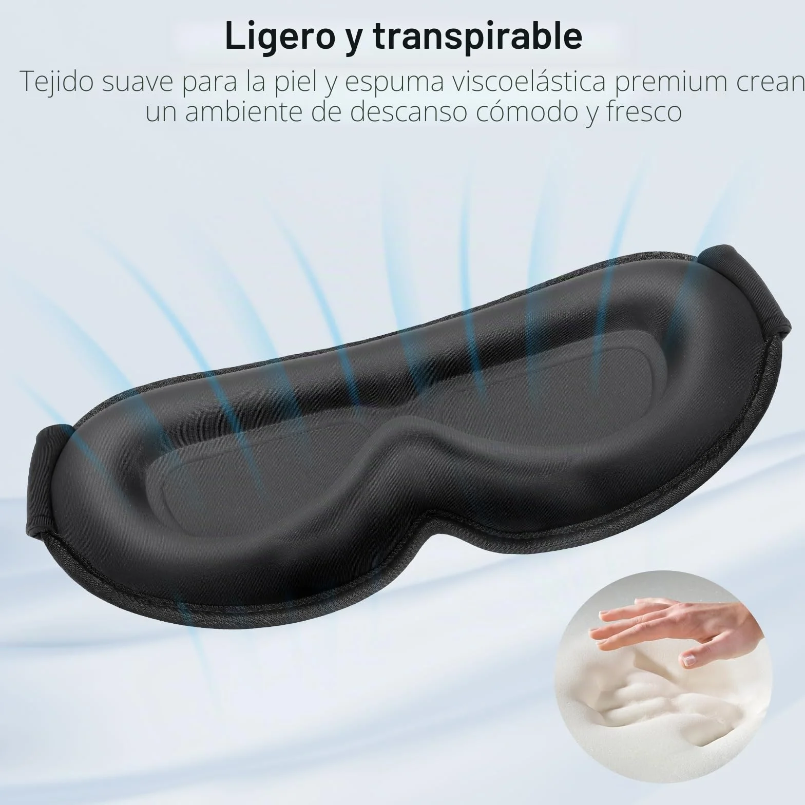 Gritin Antifaz para Dormir, Máscara de Dormir 3D Sin Presión Ocular, Ultrasuave y Cómodo para Mujer y Hombre