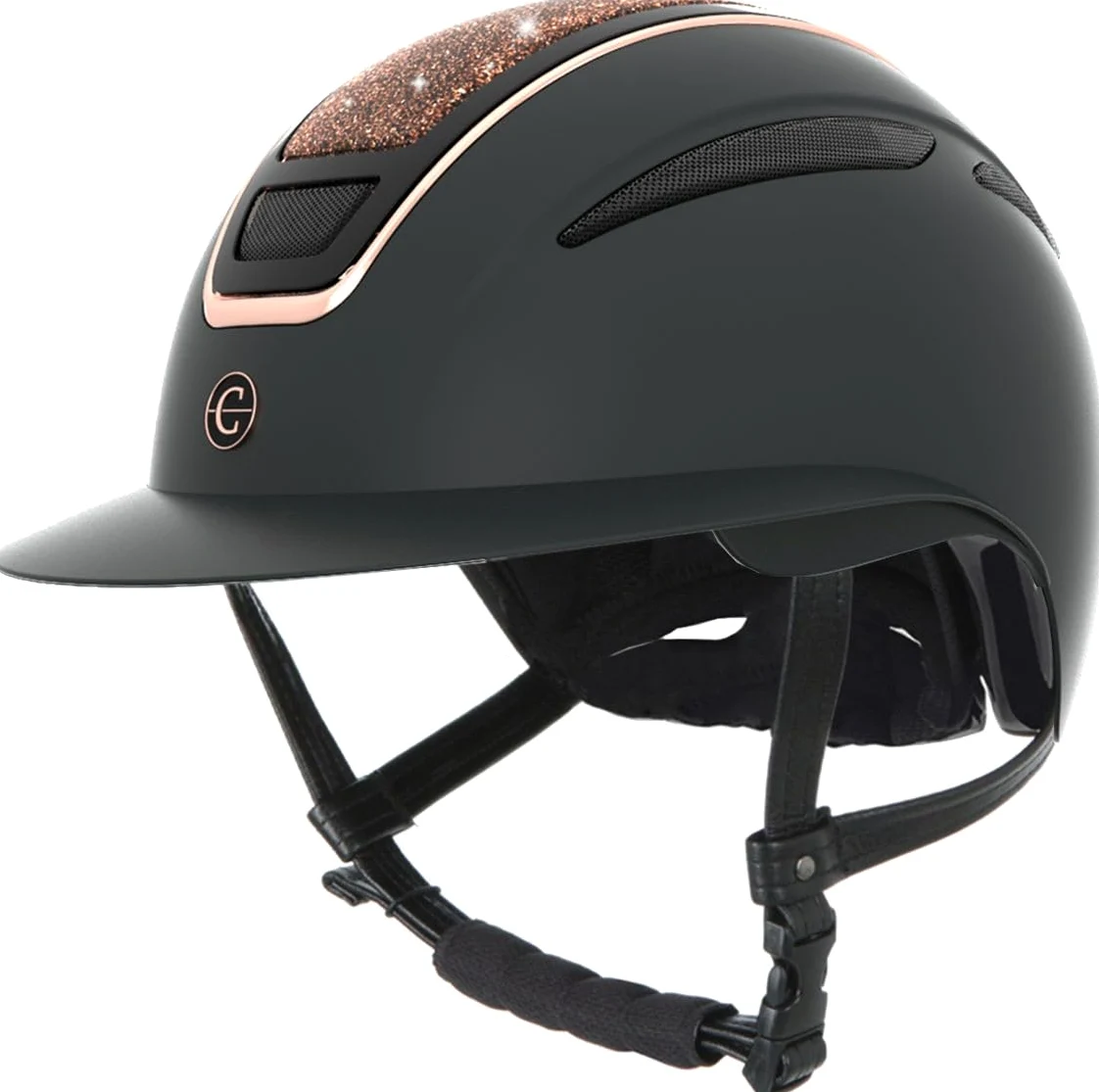Covalliero Elite Polo - Casco de equitación para mujer y niño, antigolpes, con visera de ventilación, con sistema de disco, color oro rosa, 59-61 cm