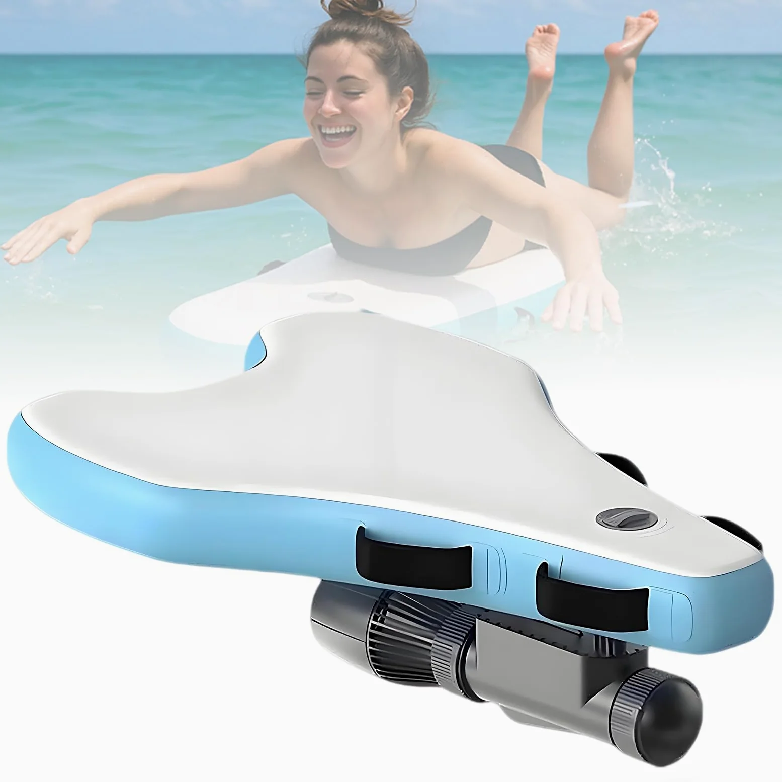 Tabla de surf eléctrica inflable con motor de 500 W, batería de 10000 mAh, velocidad de 3 a 7 km/h, modo dual para principiantes y profesionales, resistente al agua salada y portátil