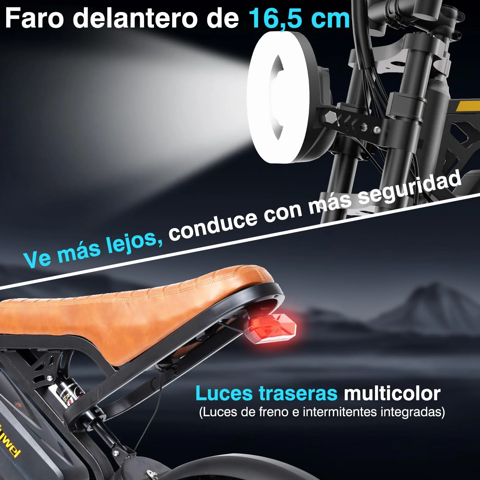 Bodywel M16 Bicicleta Eléctrica Adultos, 16x4.0” Fat Tire Todo Terreno Ebike, Batería 48V 13Ah, Motor 250W, 80 km Autonomía (Pas), Pantalla LCD, Luces Duales, Suspensión Completa