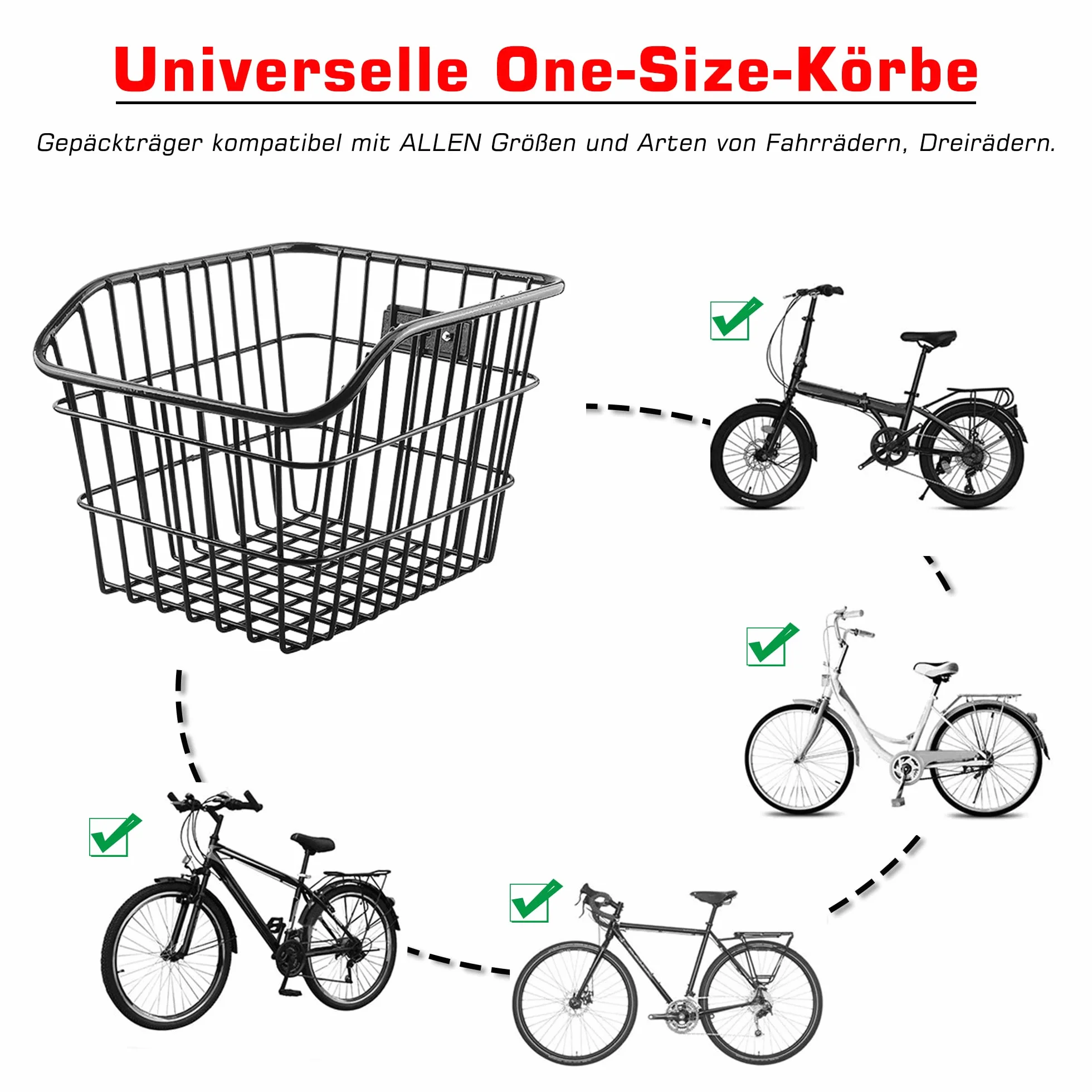 Cesta Trasera Bici Desmontable 20L con Accesorios de Montaje Red de Equipaje y Reflector Que se Adapta a la Mayoría de Los Portabicicletas Traseros