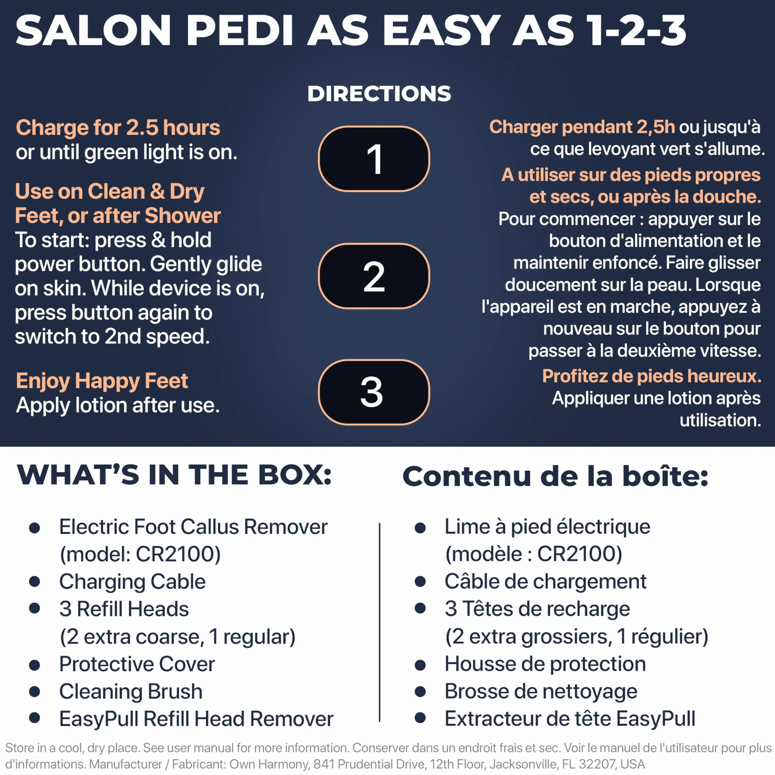 Own Harmony Lima Eléctrica Pies Absorción Vacío Pedicura Profesional Máquina Callos Recargable CR2100