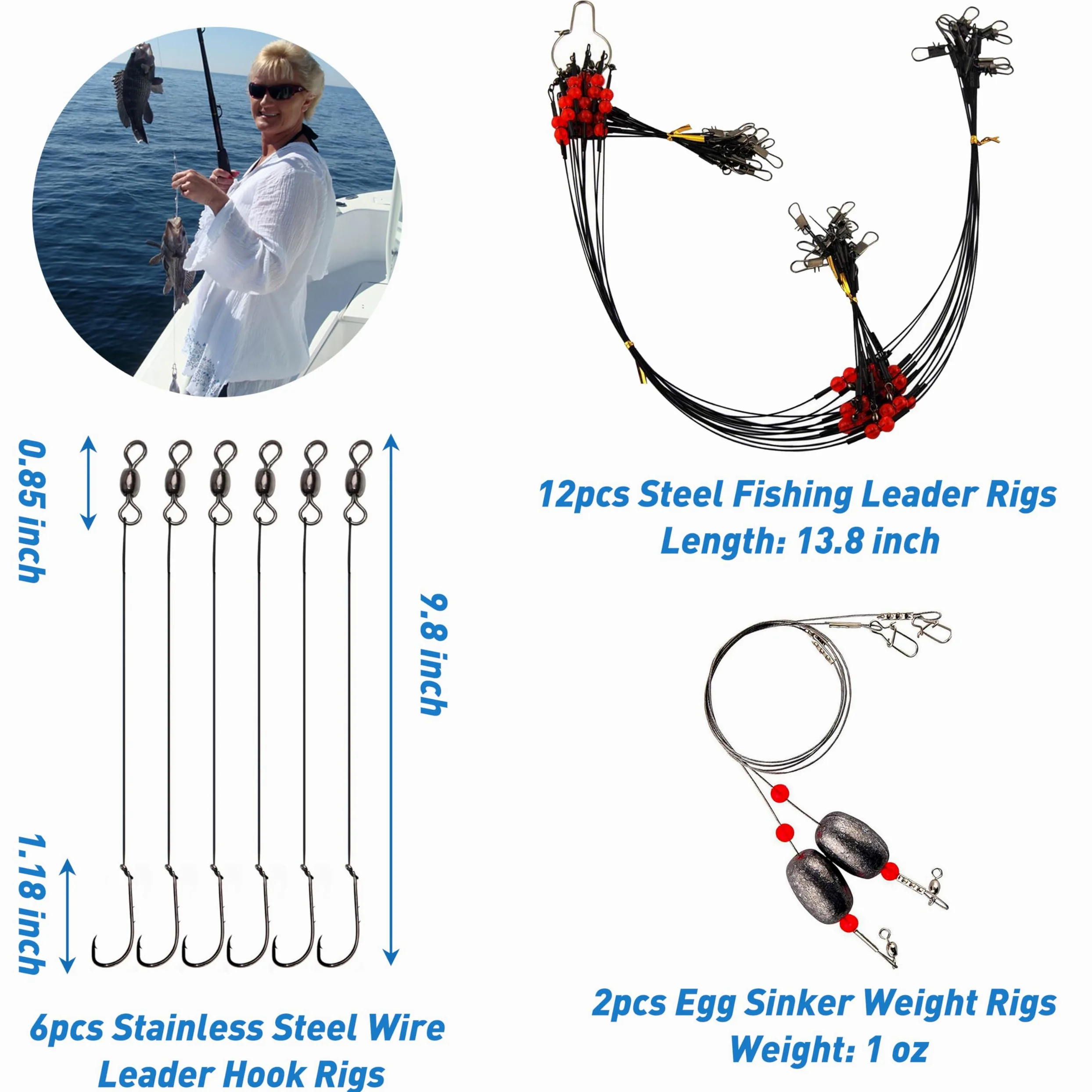 Kit de aparejos de pesca de agua salada, 131 piezas, incluye aparejos de líder de pesca, señuelo de pesca de agua salada, ganchos de cuchara giratorios, abalorio de flotación de peso en el océano, equipo de pesca de surf, accesorios de equipo de pesca de