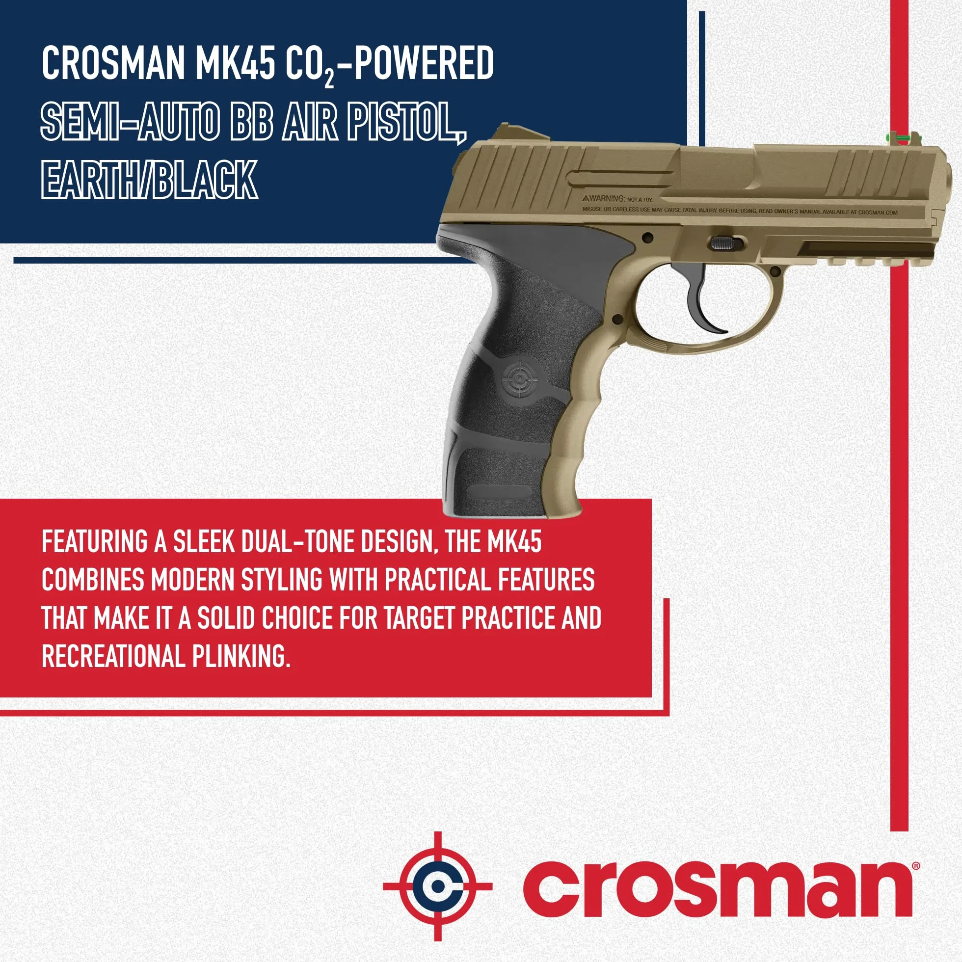 Crosman MK45 CO2 (4,5mm) | Pistola de Aire comprimido (balines de Acero). Arma de Co2. Calibre 4,5mm