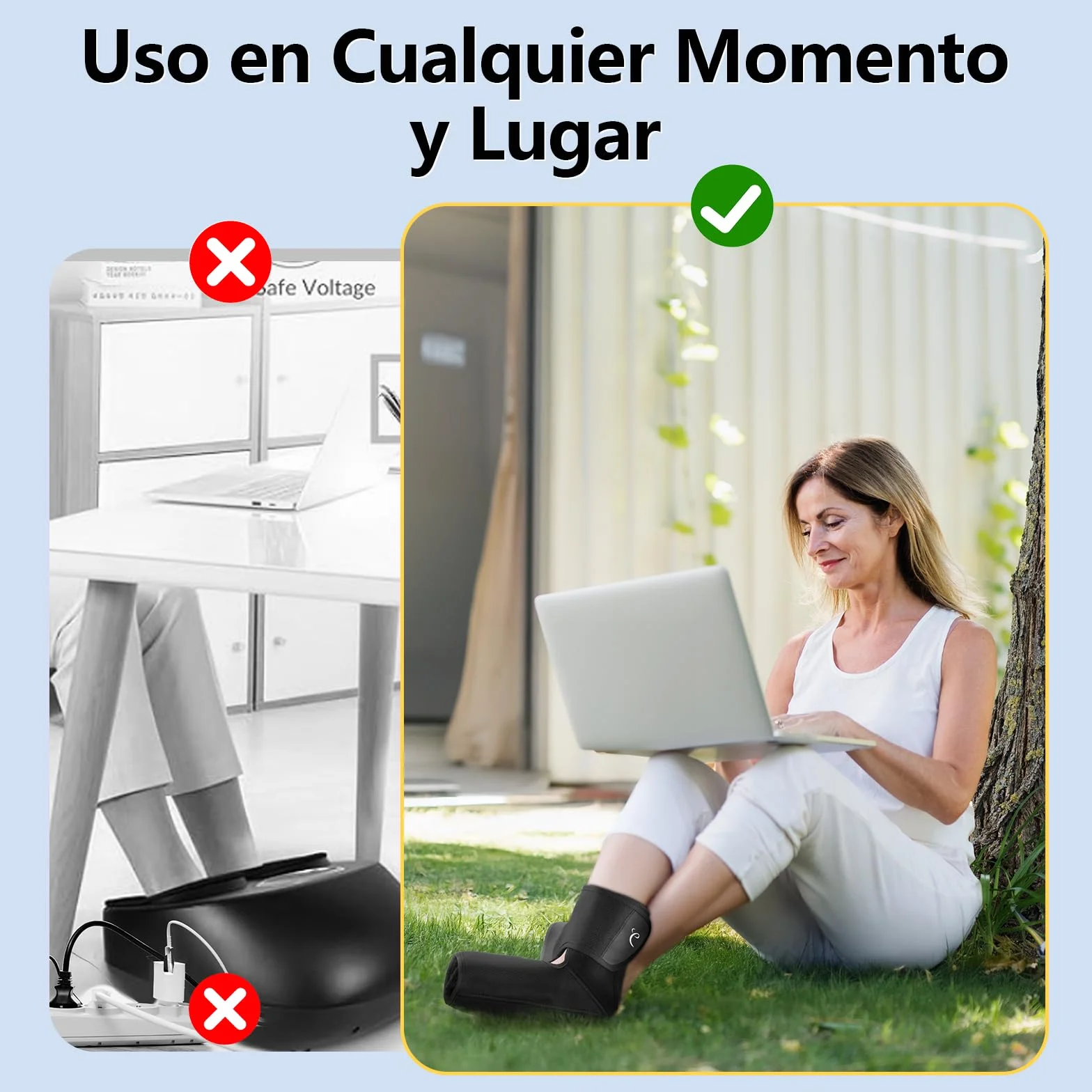 Comfytemp Masajeador de Pies Inalámbrico, Masaje de Compresión con Calefacción, Batería 2500mAh