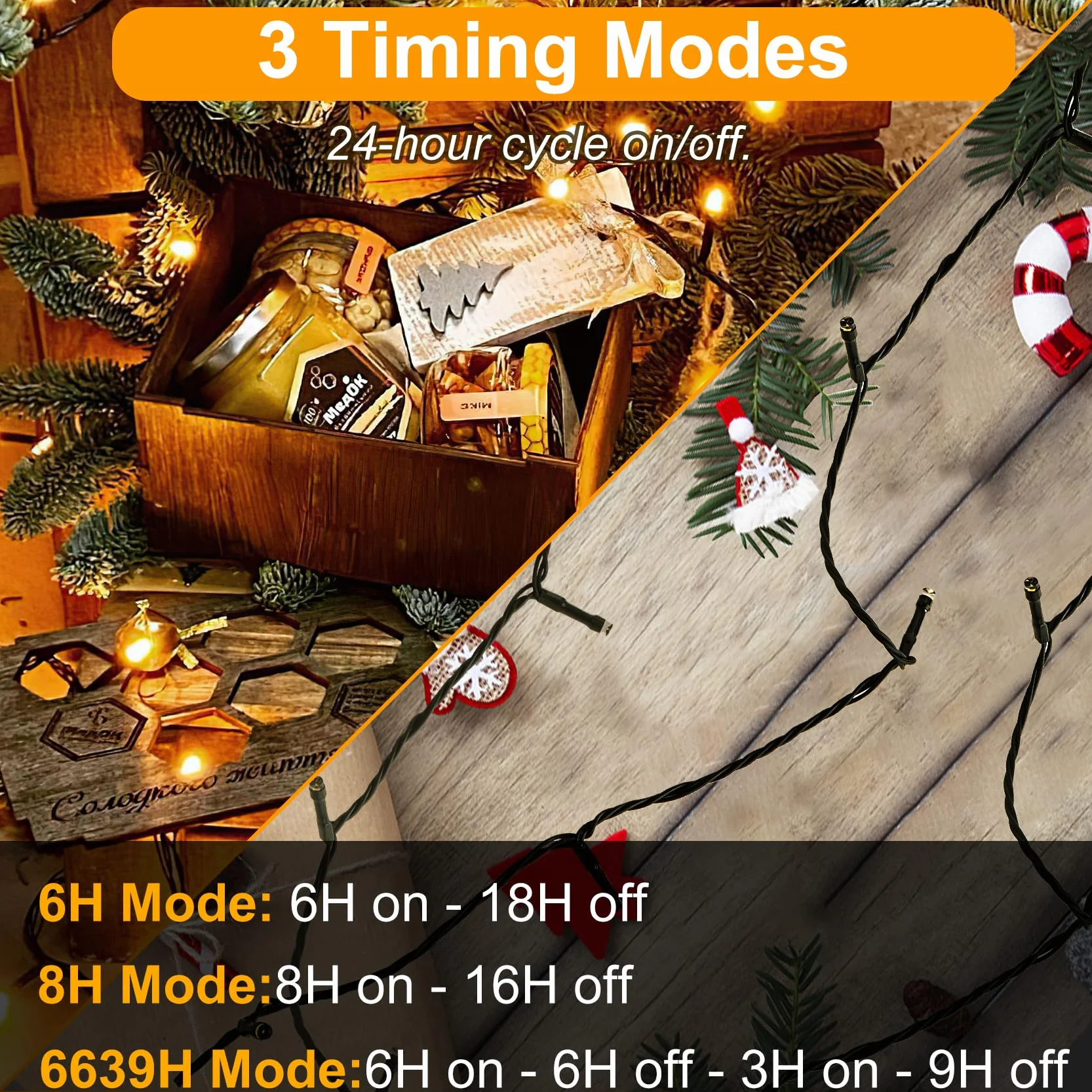 Realky Luces de Navidad 320 LED 38.2M 8 Modos con Control Remoto Blanco Cálido