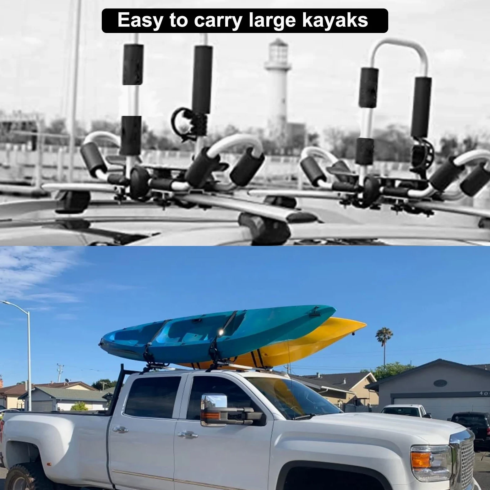 Portaequipajes plegable para kayak, barco, kayak, canoa, portaequipajes de techo plegable bilateral estilo J, soporte doble ligero para kayak, soporte de techo para tabla de esquí en coche, camión y