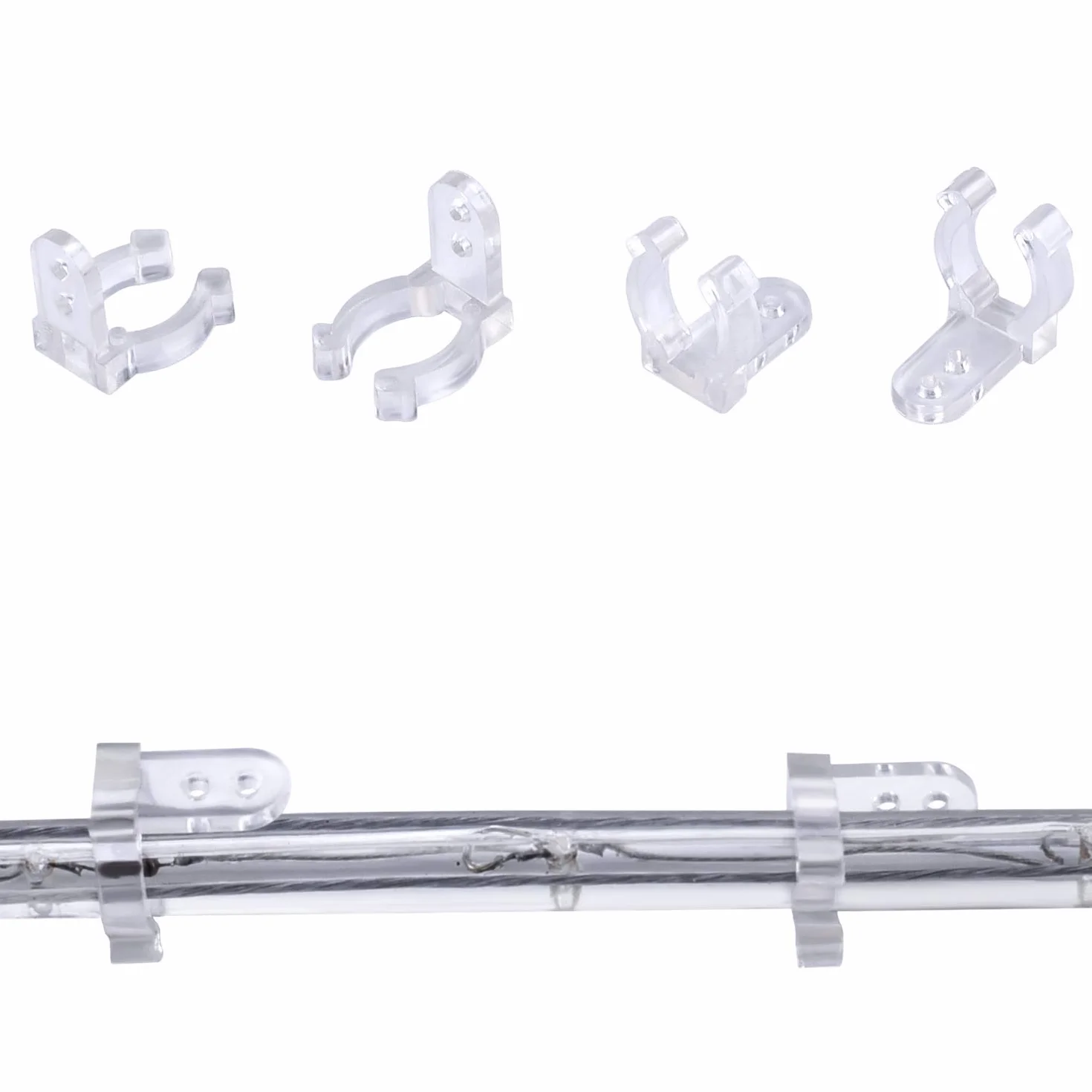 Clips de fijación para tubo de luz LED, 40 unidades, soporte transparente de plástico