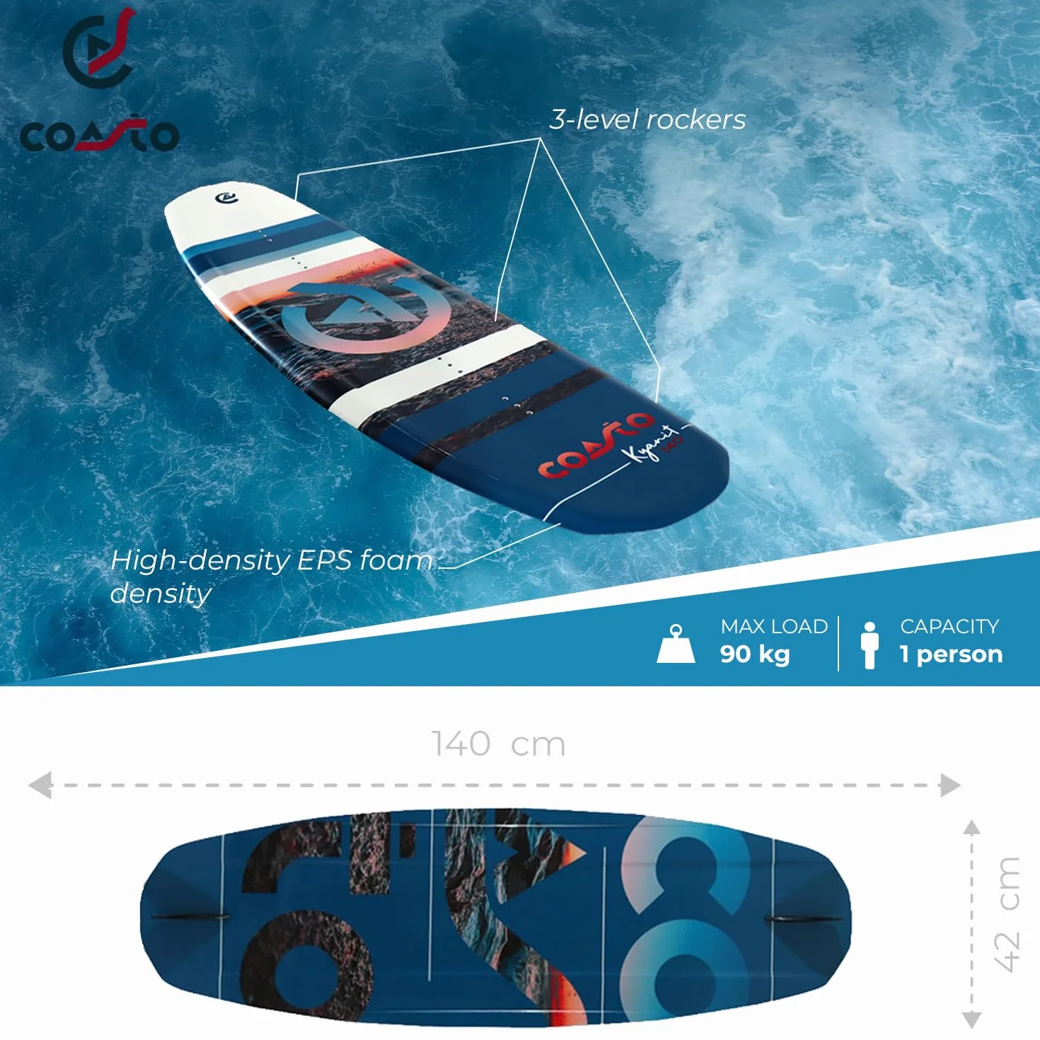Coasto KYANIT Wakeboard 140 Multicolor