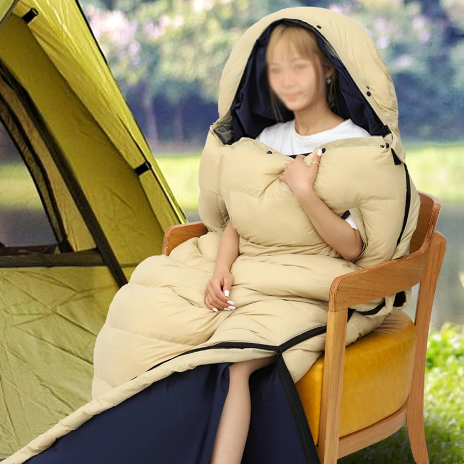 Saco de Dormir for Acampar, Sacos de Dormir livianos y portátiles con Orificios for los Brazos y Almohada Que se Pueden unir for Dos Personas, Impermeable y cálido, Adecuado for Adultos