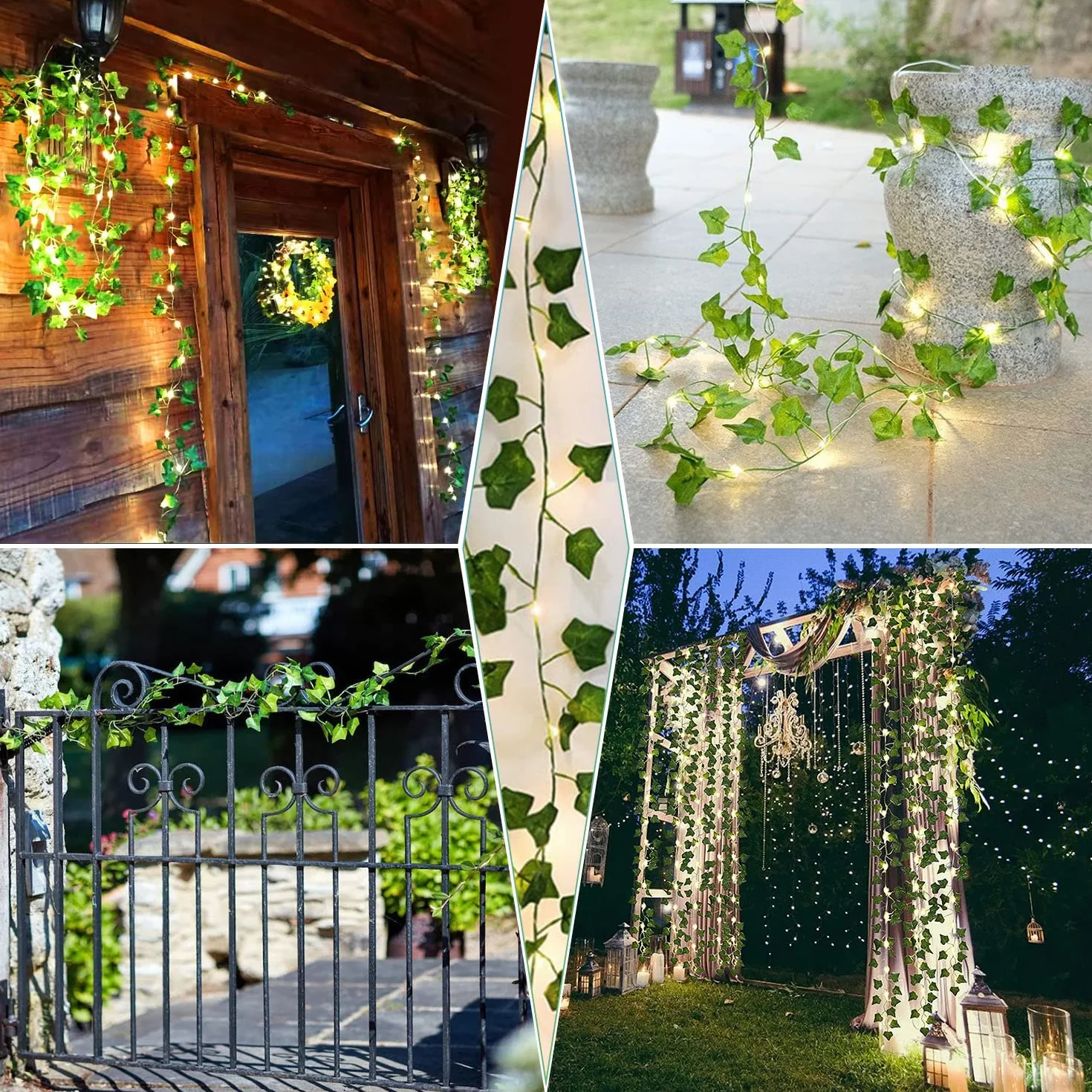 Bigzom 4m 40 LED cadena de luces de hiedra artificial con temporizador para decoración