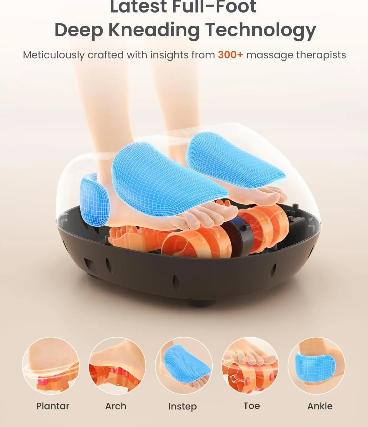RENPHO Masajeador de Pies Eléctrico Shiatsu con Calor, Amasado, Compresión de Aire, Talla 46, Negro