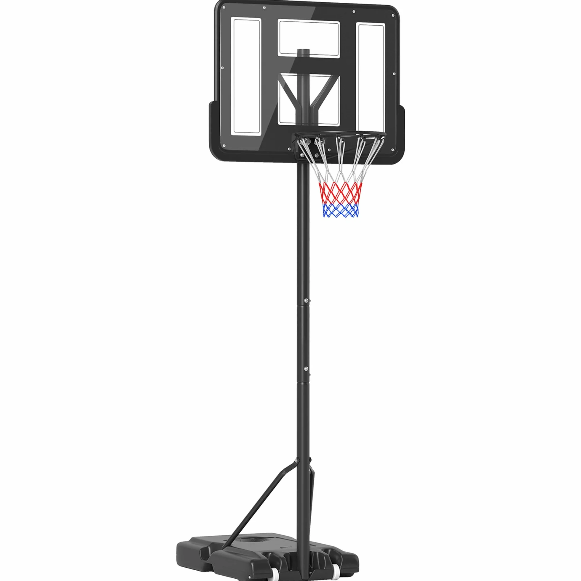 HOMCOM Canasta de Baloncesto Exterior Altura Ajustable 220-365 cm Aro Portátil con Soporte Base Rellenable Negro