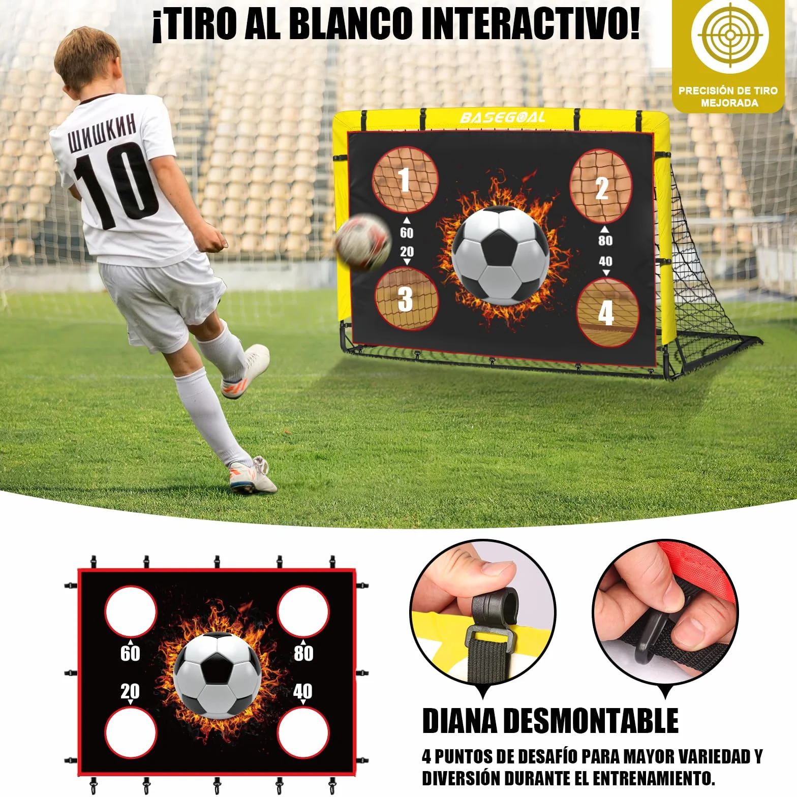BaseGoal Red de Portería de Fútbol Plegable 150x120cm con Bolsa de Transporte