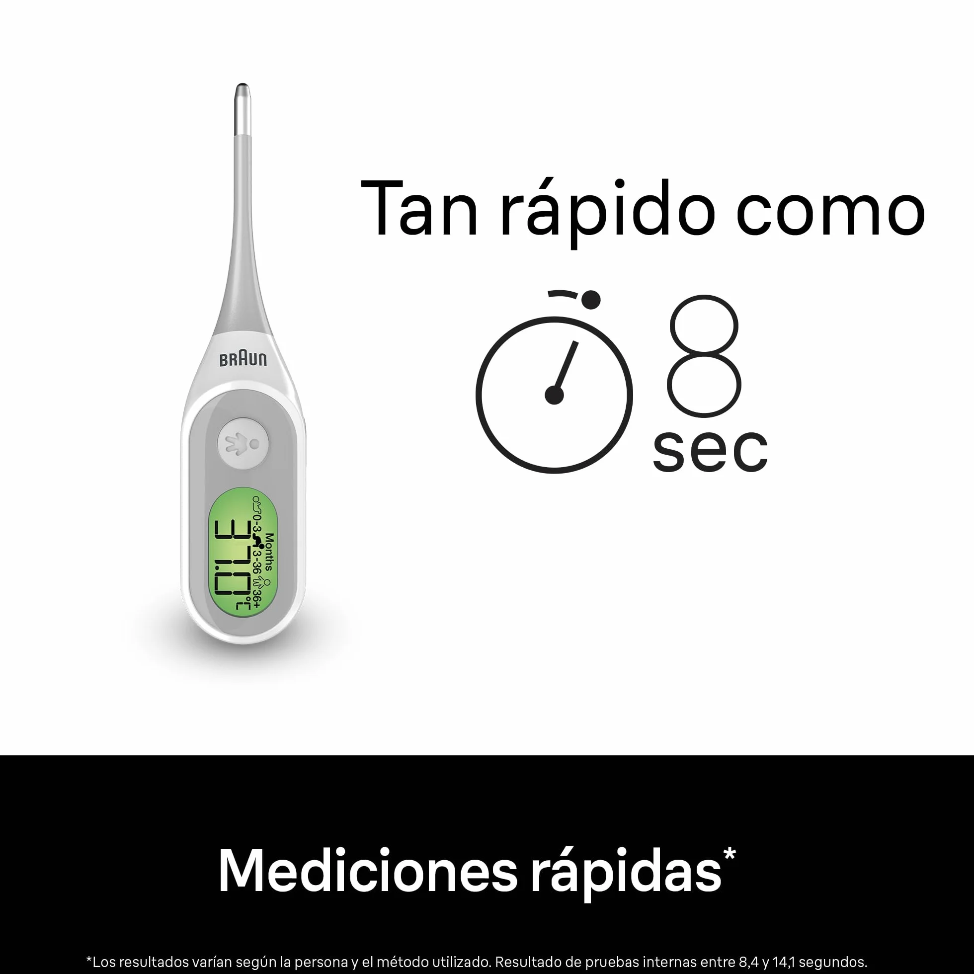 Braun Age Precision Termómetro digital PRT2000, Varilla digital oral rectal axilar para bebés niños