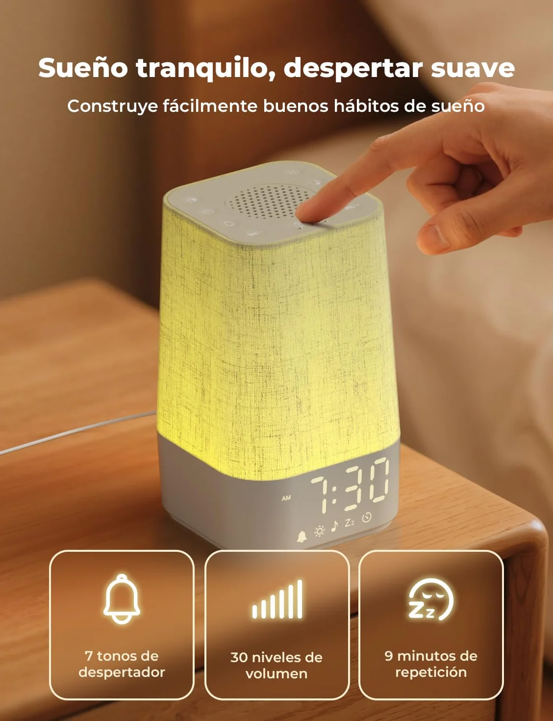 LIORQUE Despertador Amanecer Luz Natural, 13 Niveles de Brillo, 10 Ruido Blanco, 20 Melodías Naturaleza, Alarma Snooze