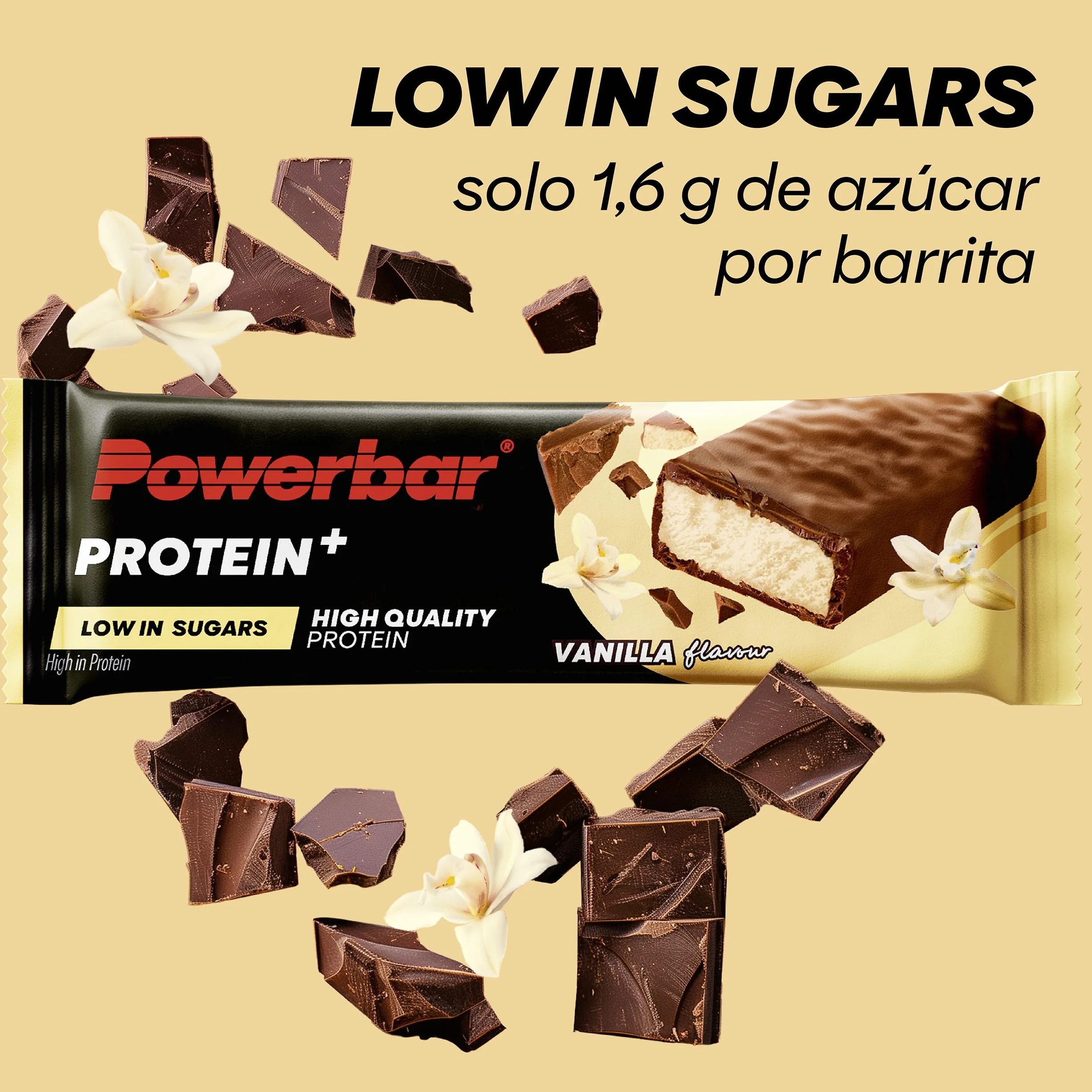Powerbar Protein Plus Low Sugar Vanilla 16x35g Barrita alta en proteínas baja en azúcar