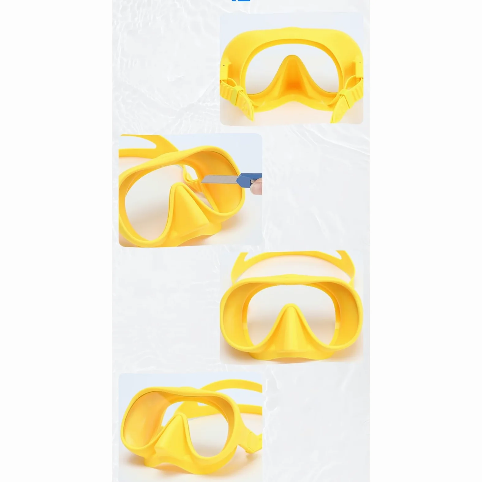 Máscaras de Buceo Máscara de Snorkel líquido con Lente antivaho for Buceo para Uso Diario(Jaune)