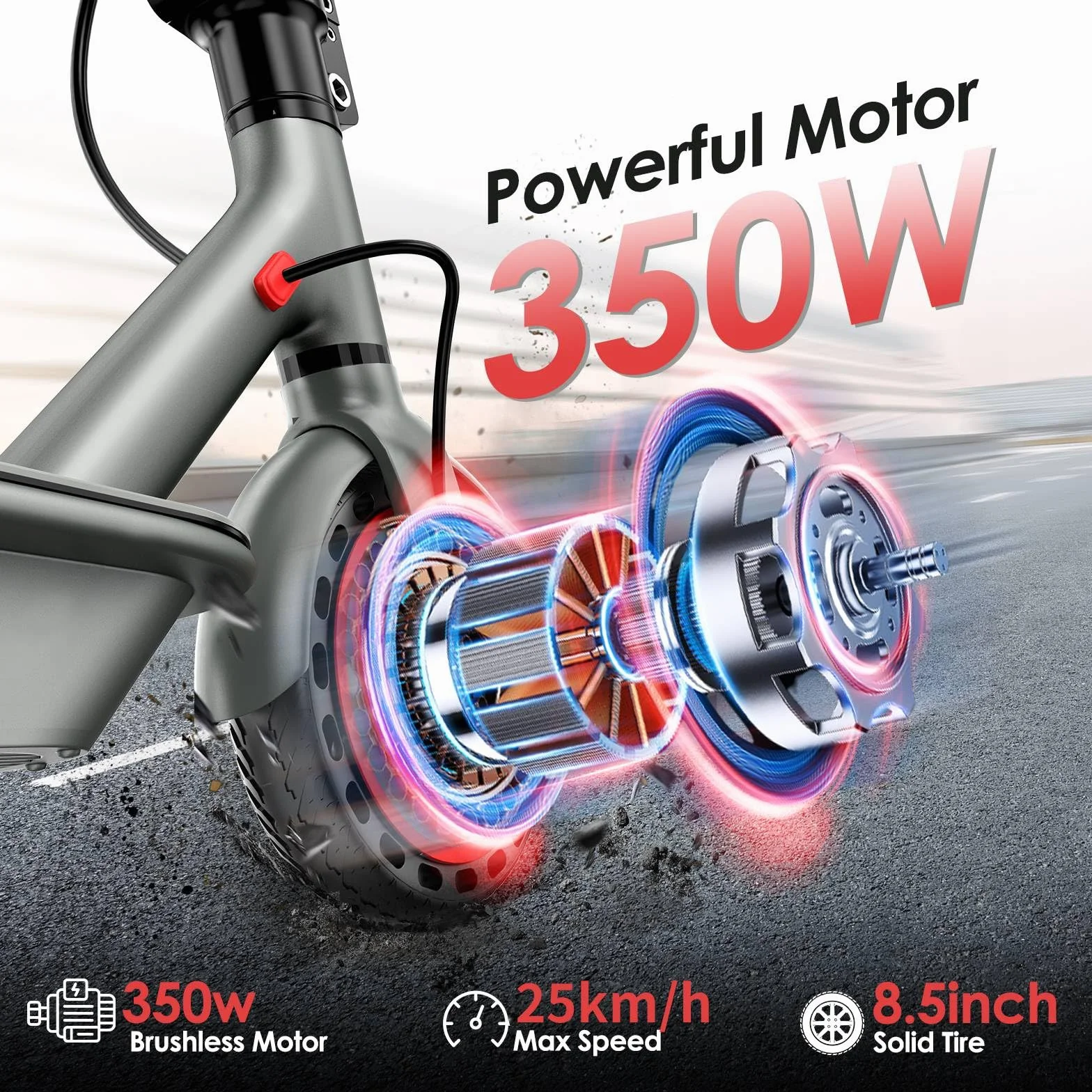 Patinete Eléctrico 350W/500W 25 km/h 35-48 km Autonomía 8.5"-10" Neumáticos Adultos Dual Frenado App