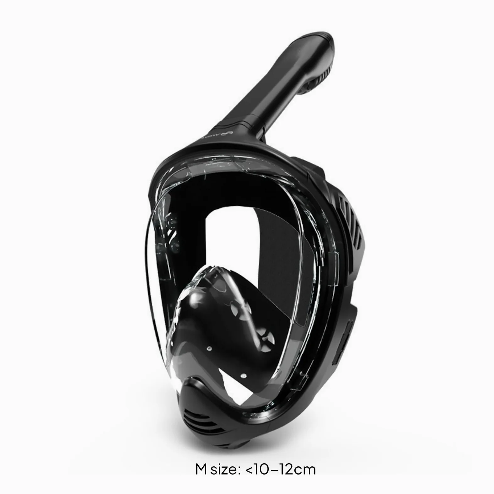 Máscara de Snorkel de Cara Completa Gafas de Buceo de Gran Visión Tubo Seco Lentes PC Plegable Silicona Suave con Comodidad Facial y Montaje Rápido , Negro , M