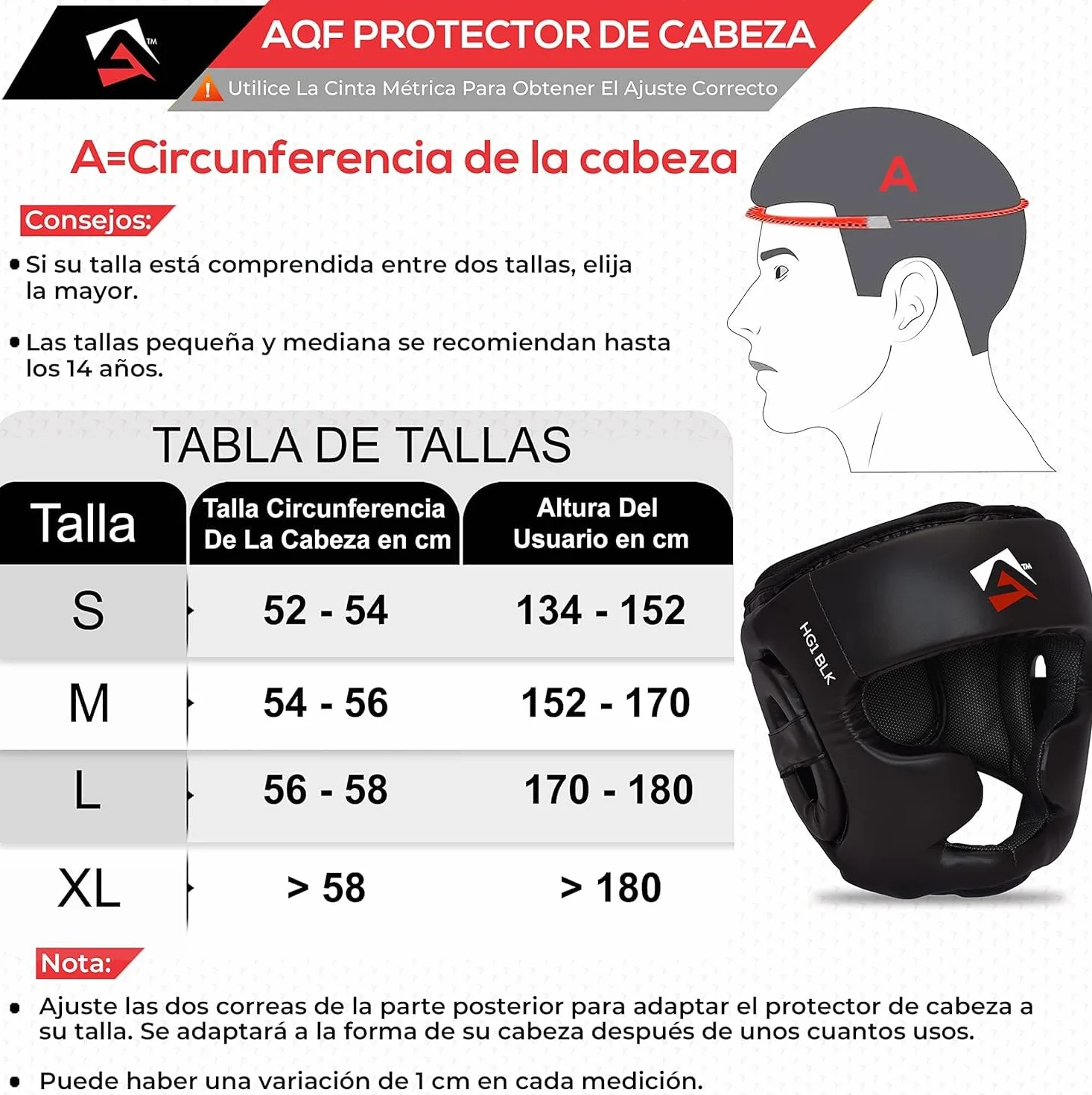 AQF Casco Boxeo CE Aprobado Entrenamiento Muay Thai Integral Kick Boxing Cabeza Protector MMA Headgear Sparring Negro