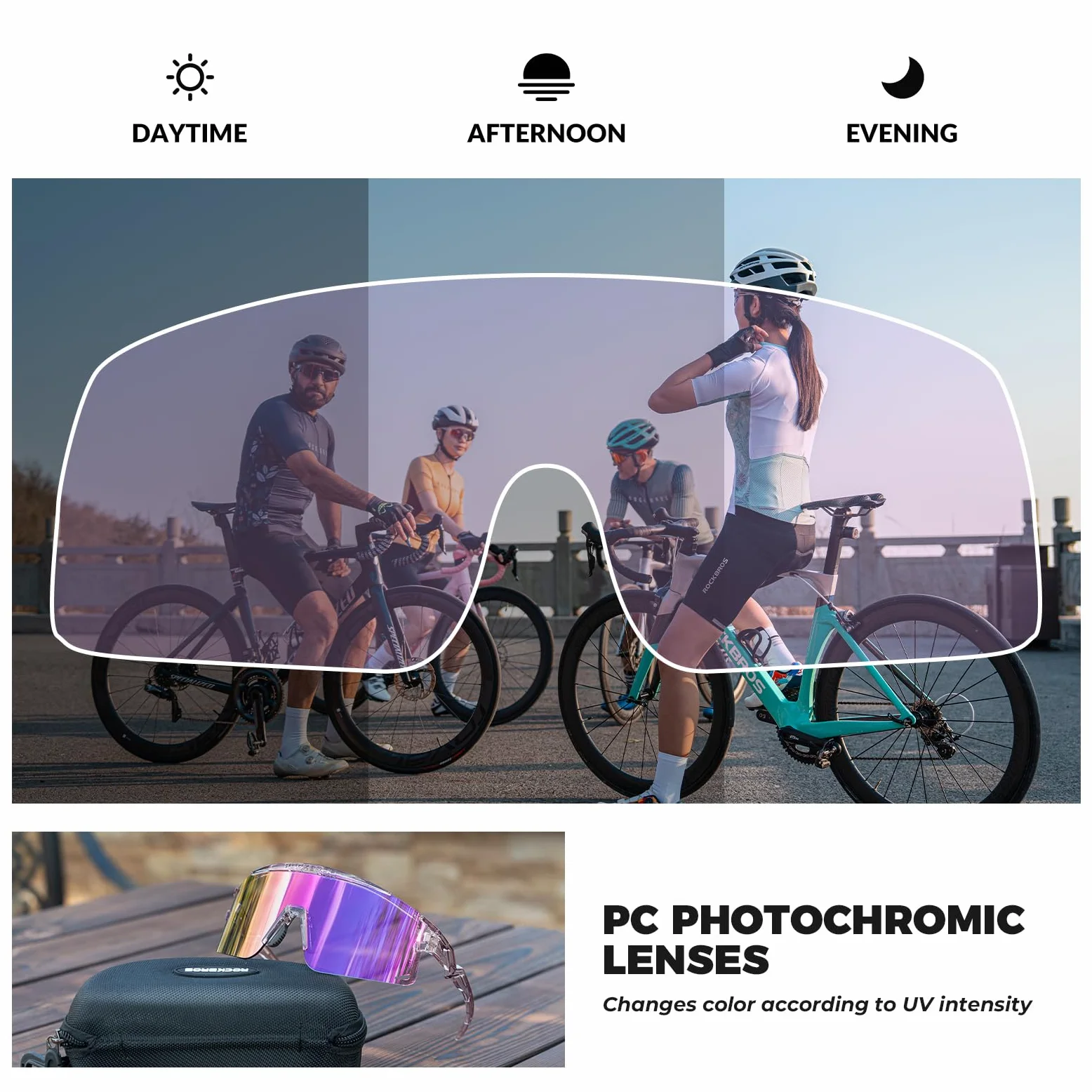 ROCKBROS Gafas de Ciclismo Polarizadas Gafas de Sol Deportivas para Hombre y Mujer Protección UV Montura TR90 para Ciclismo MTB Running Pesca Deportes al Aire Libre