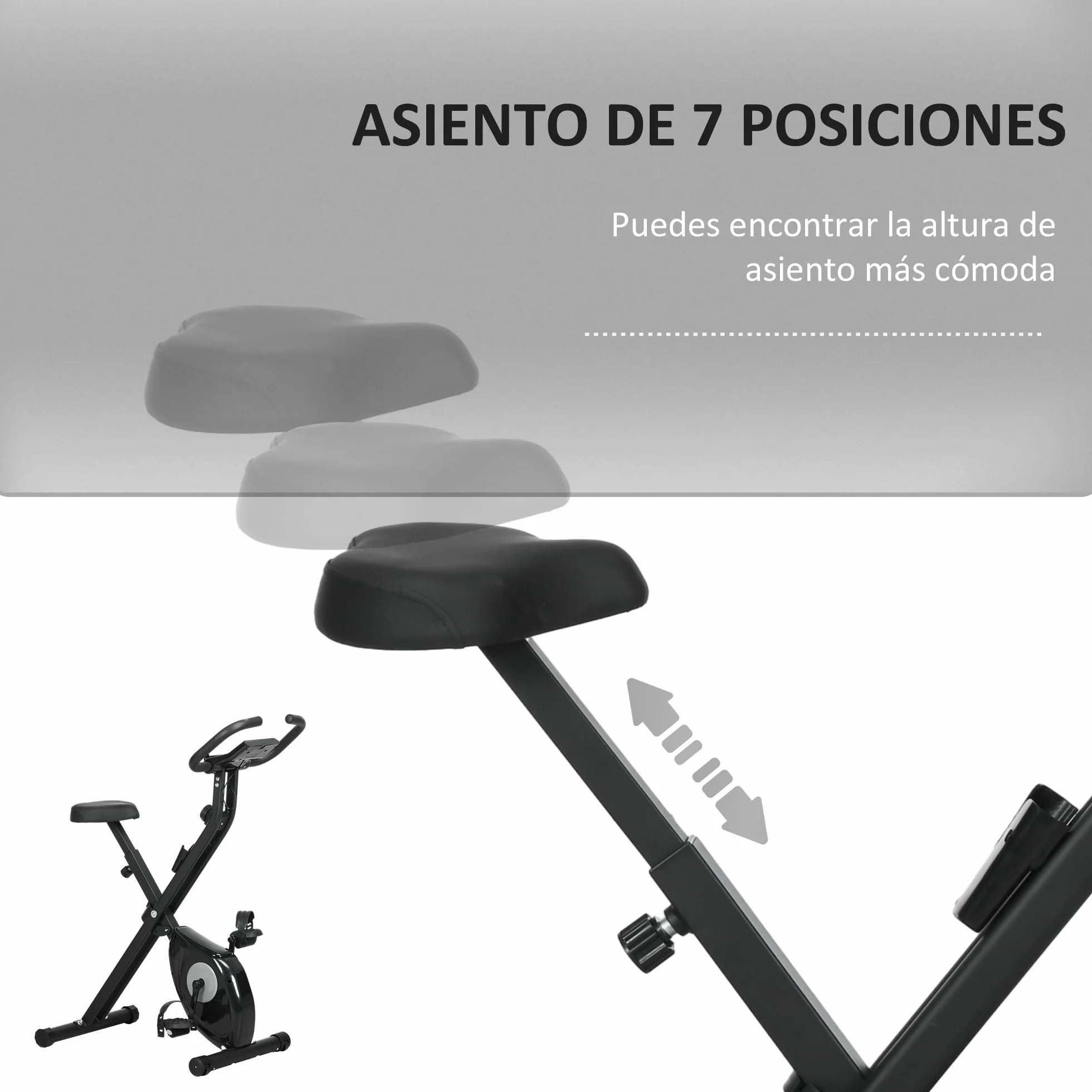 HOMCOM Bicicleta Estática Plegable con 8 Niveles de Resistencia Magnética Bicicleta de Ejercicio Fitness con Pantalla LCD y Asiento Regulable para Casa Oficina 43x85x109 cm Negro