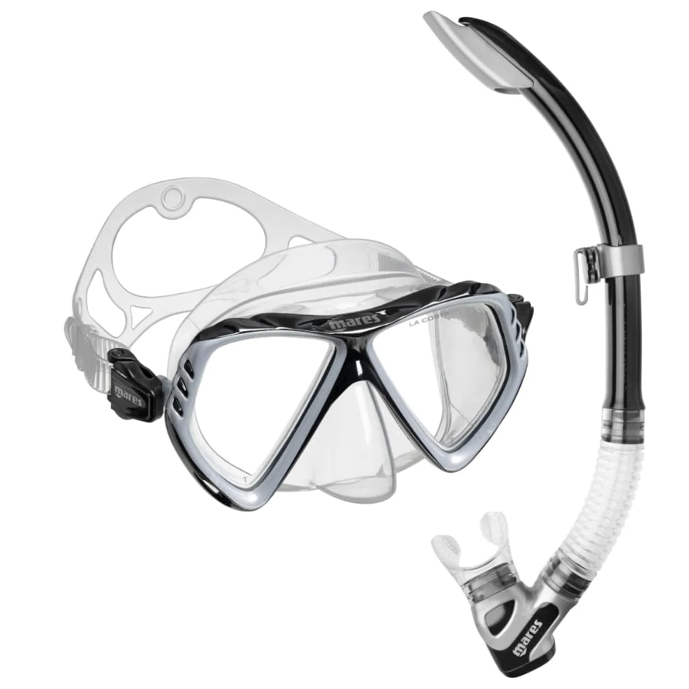 Mares Combo La Costa Splash - Kit de máscara de Tubo para Adultos, Vidrio Templado, Snorkel semiDry, válvula de Purga