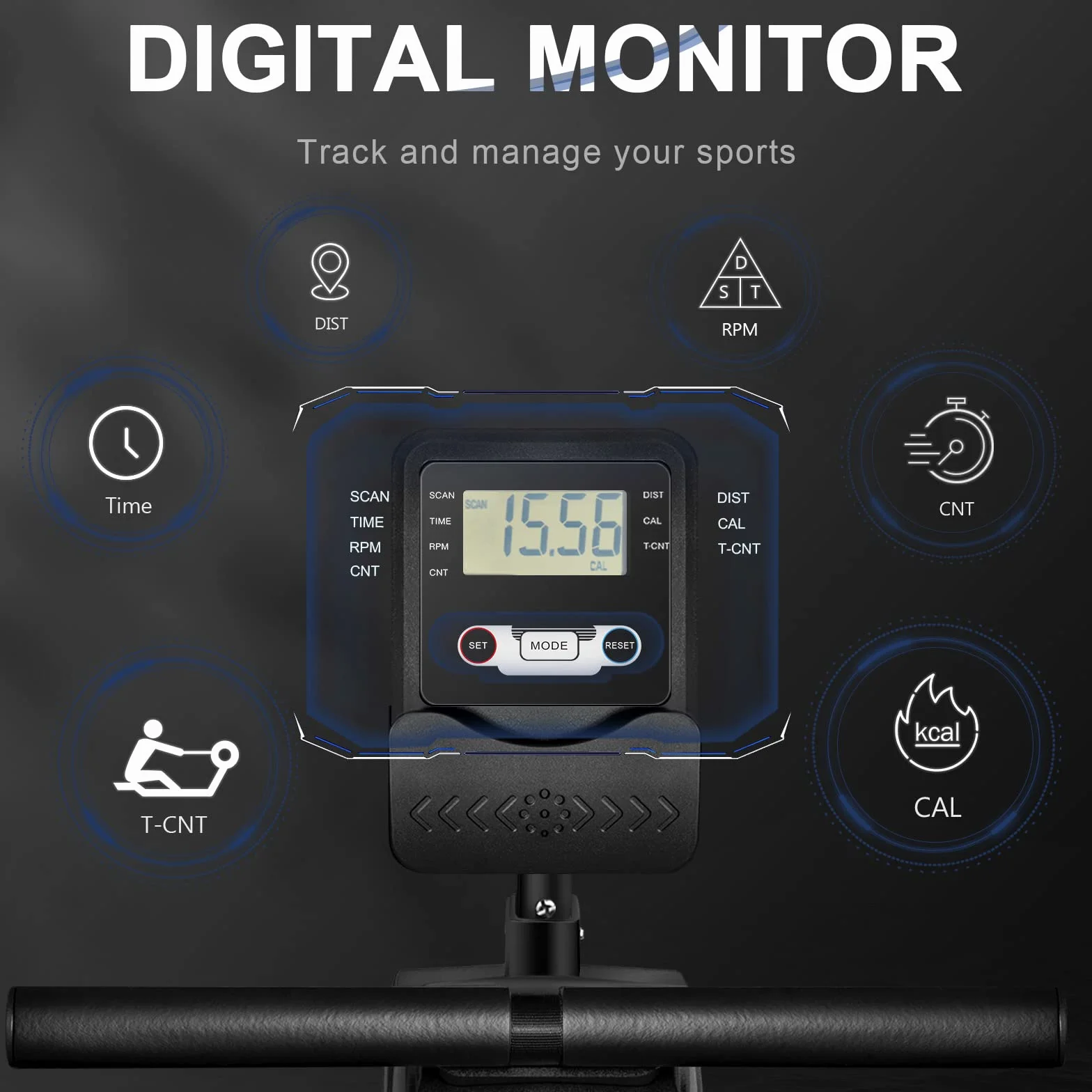 Máquina de Remo, Máquina de Remo para casa con 16 Niveles de Resistencia magnética, máquina de Remo Plegable, Monitor LCD, diseño de Ahorro de Espacio