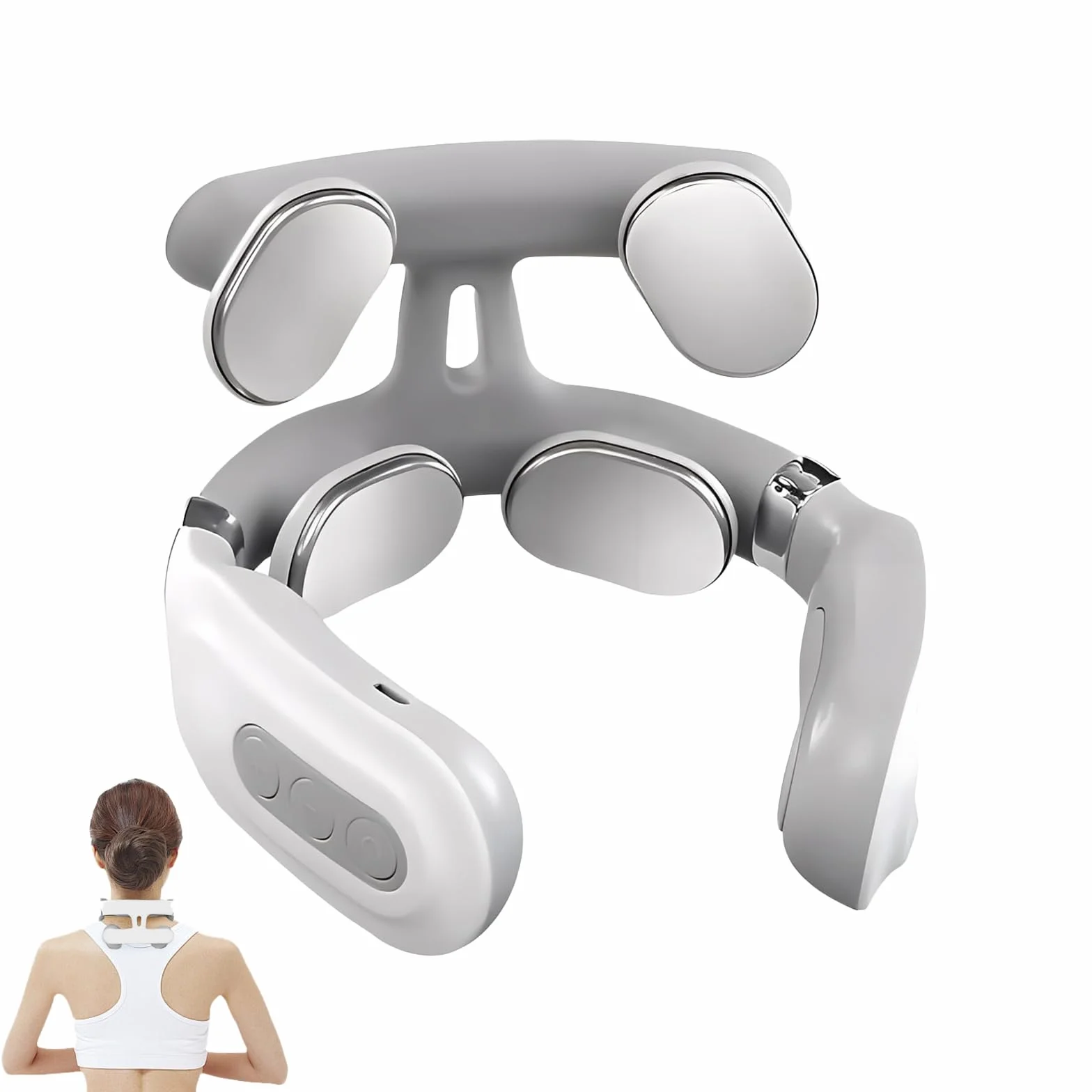 Masajeador de cuello eléctrico con calor 2.0 Pro 4 cabezas masaje cervical 16 niveles intensidad ergonómico portátil