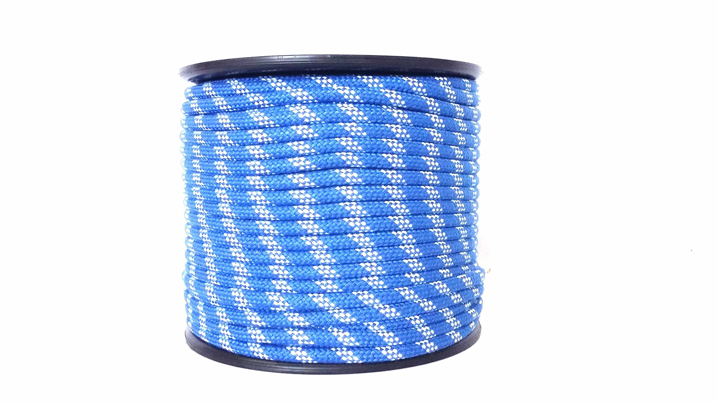 Cuerda Nautica Trenzada Azul y Blanca – SOGA Gruesa de Poliester Alta Tenacidad 100m – Cuerda Barco Profesional Resistente para Náutica, Remolque y Supervivencia (12 mm)