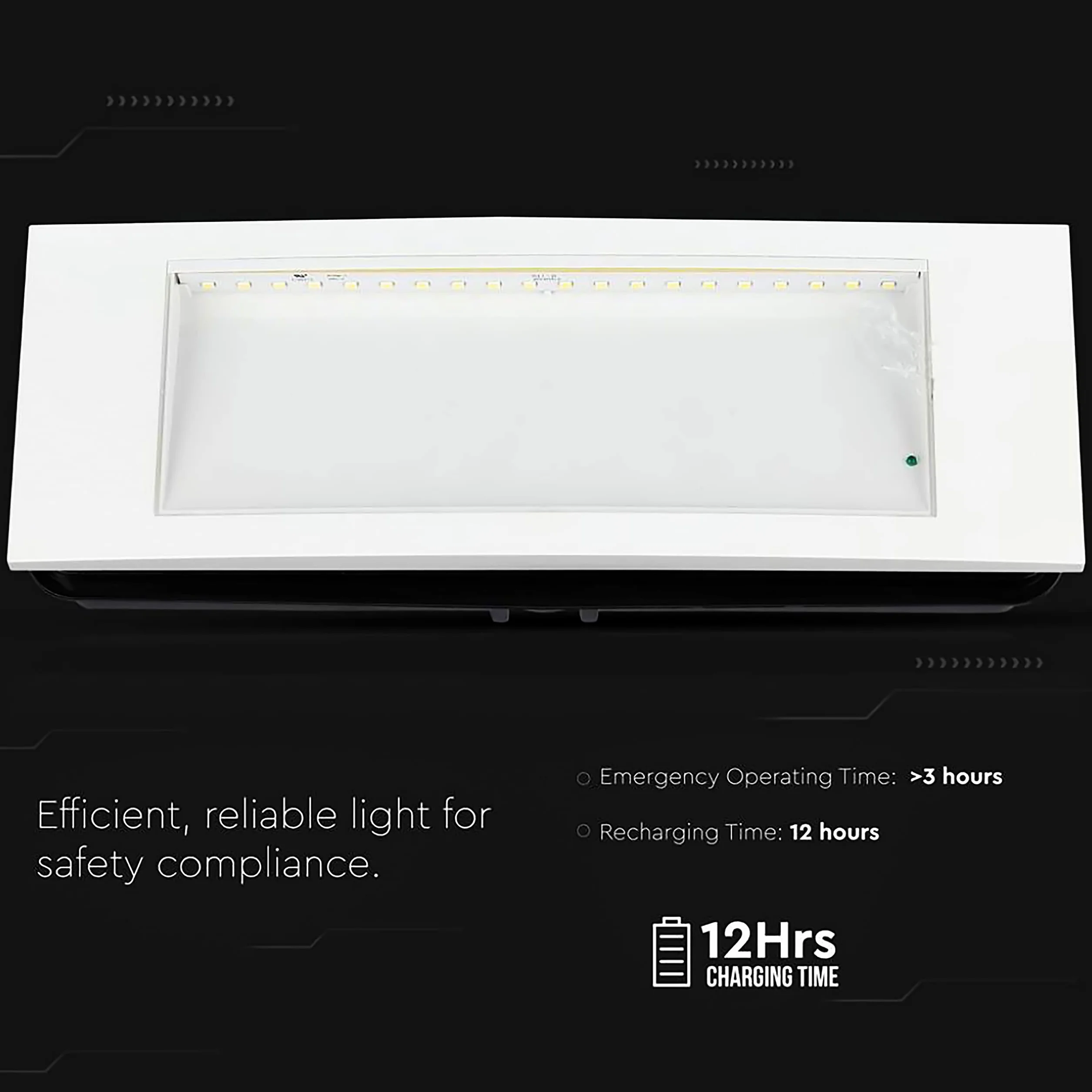 V-TAC Lámpara LED de Emergencia 3,8W 25000 mAh IP20 6000K Luz Empotrable