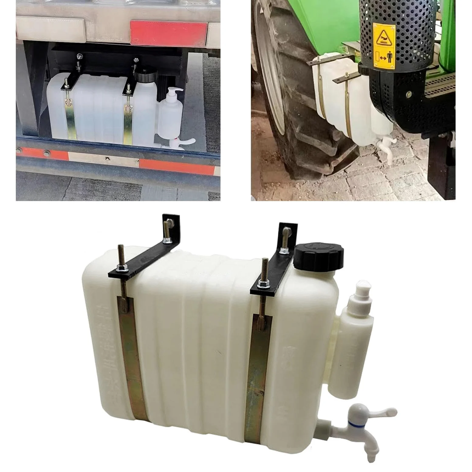 Tanque de Agua con Soporte para Vehículos Grifo Incorporado Y Dispensador de Jabón Diseño Colgante Portátil Resistente Adecuado para Camiones, Longitud 47 Cm