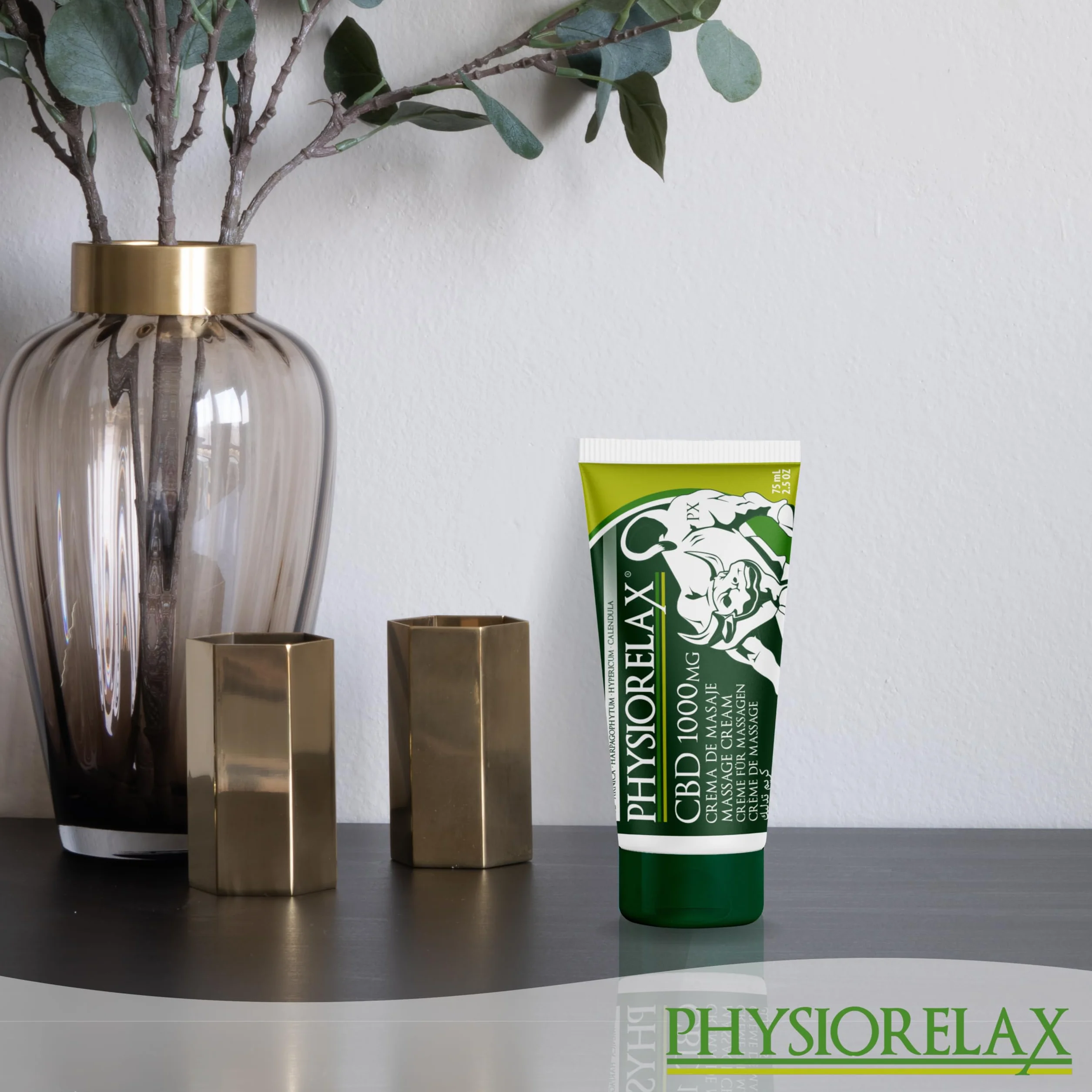 Physiorelax CBD Crema de Masaje 1000mg Cannabidiol Aceites Esenciales Aceite de Cáñamo Natural