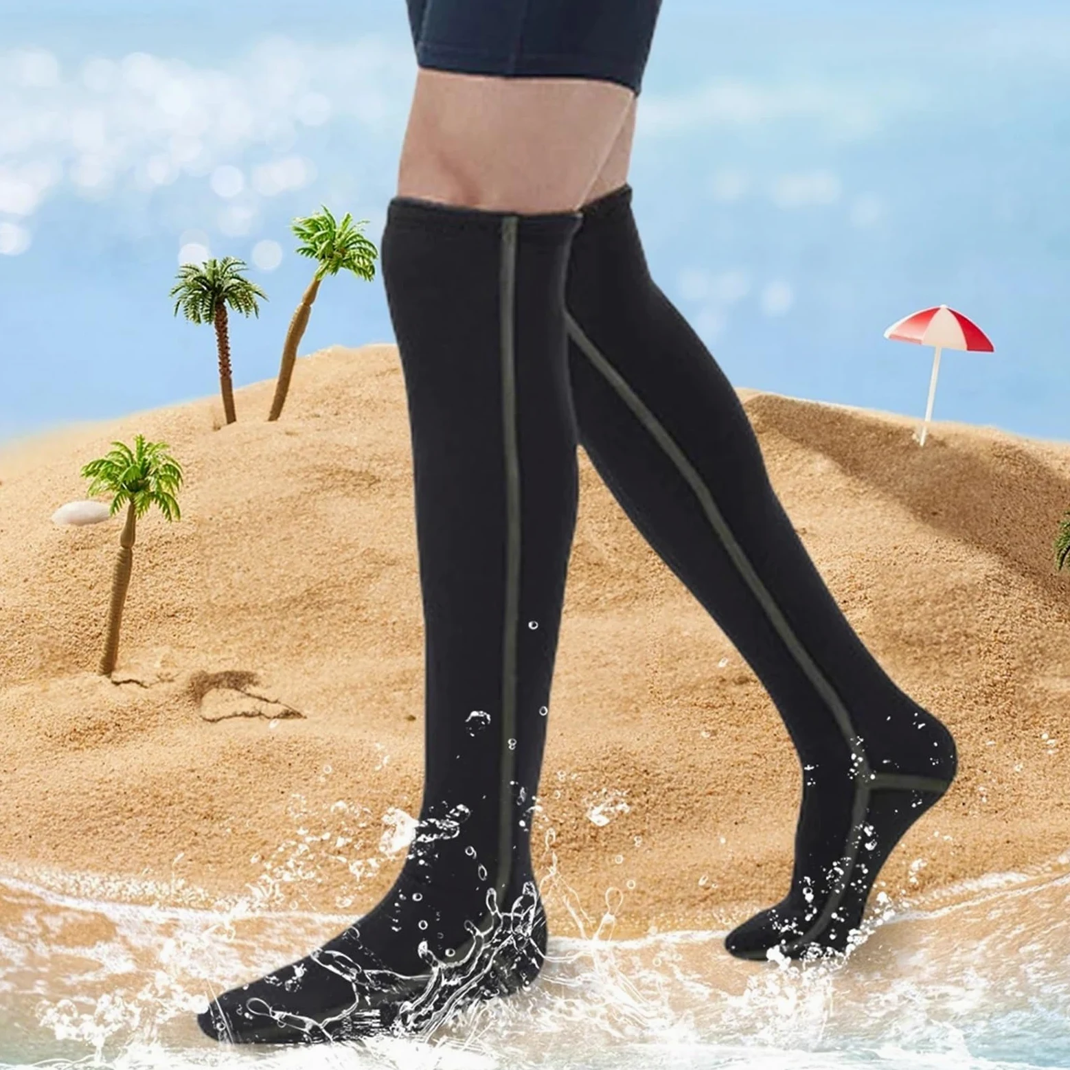 Calcetines térmicos de neopreno for natación, largos, hasta la rodilla, impermeables, for rafting y esnórquel