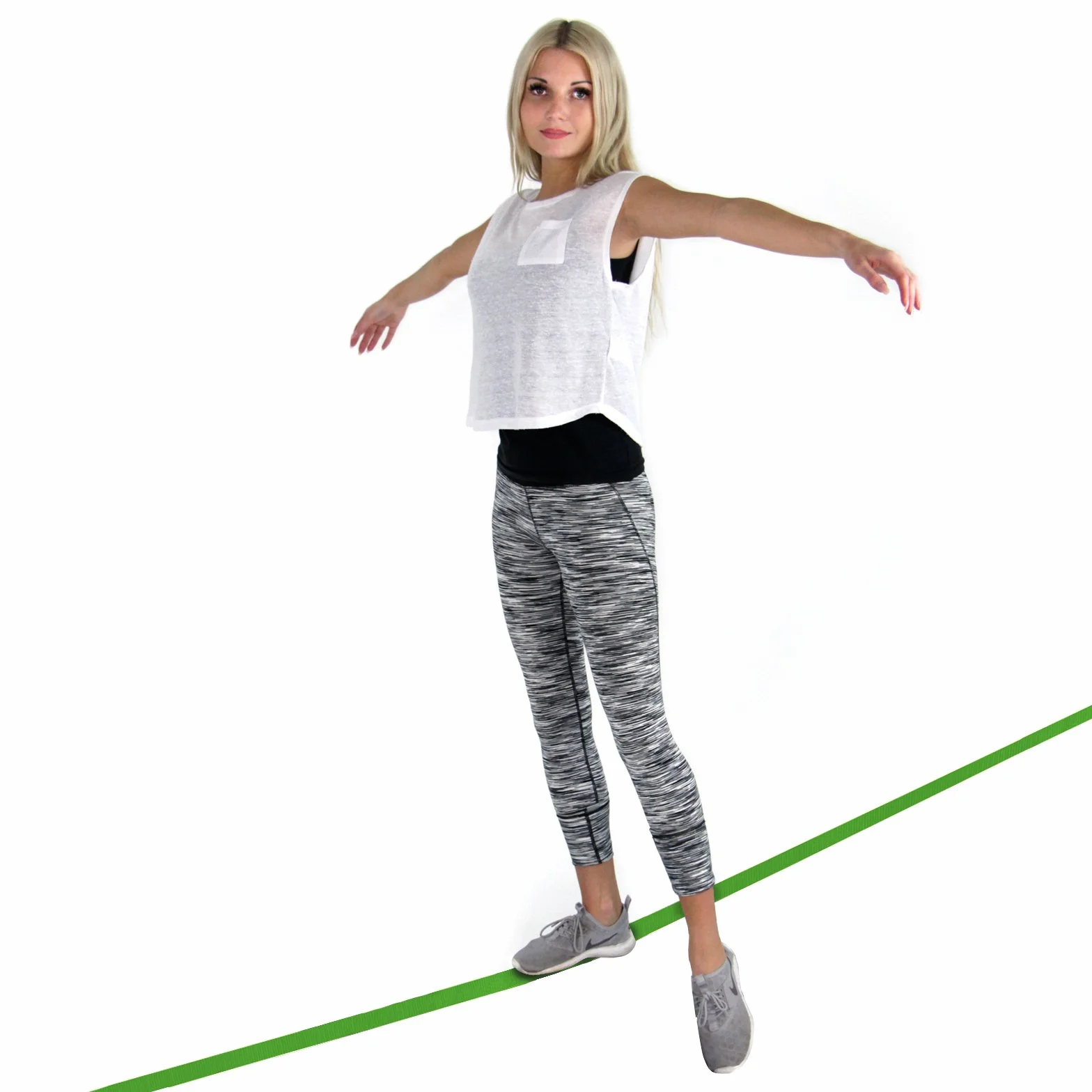ALPIDEX Slackline 15 m para Principiantes y Expertos, Carga máxima 2 toneladas, Incl. una Bolsa de Transporte, Color:Verde
