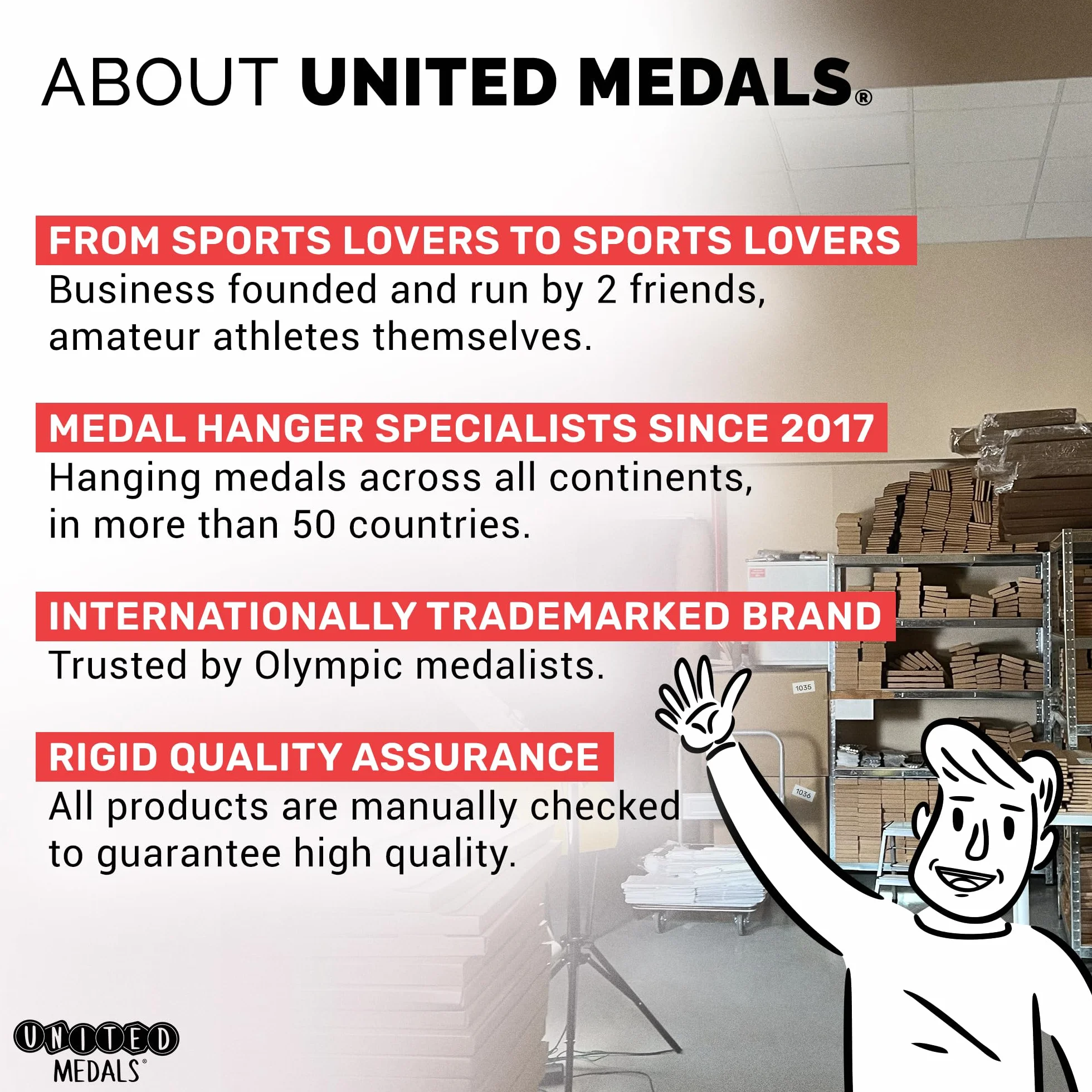 Colgador de medallas, en blanco con estante de bambú blanco