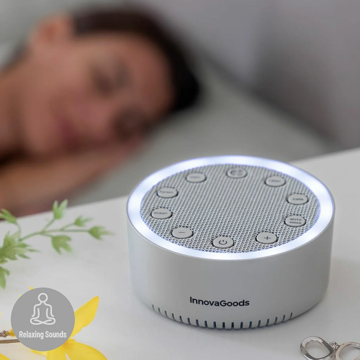 InnovaGoods® Máquina de Relajación con Luz y Sonido, 2 Modos Iluminación, 6 Sonidos, Apagado Automático