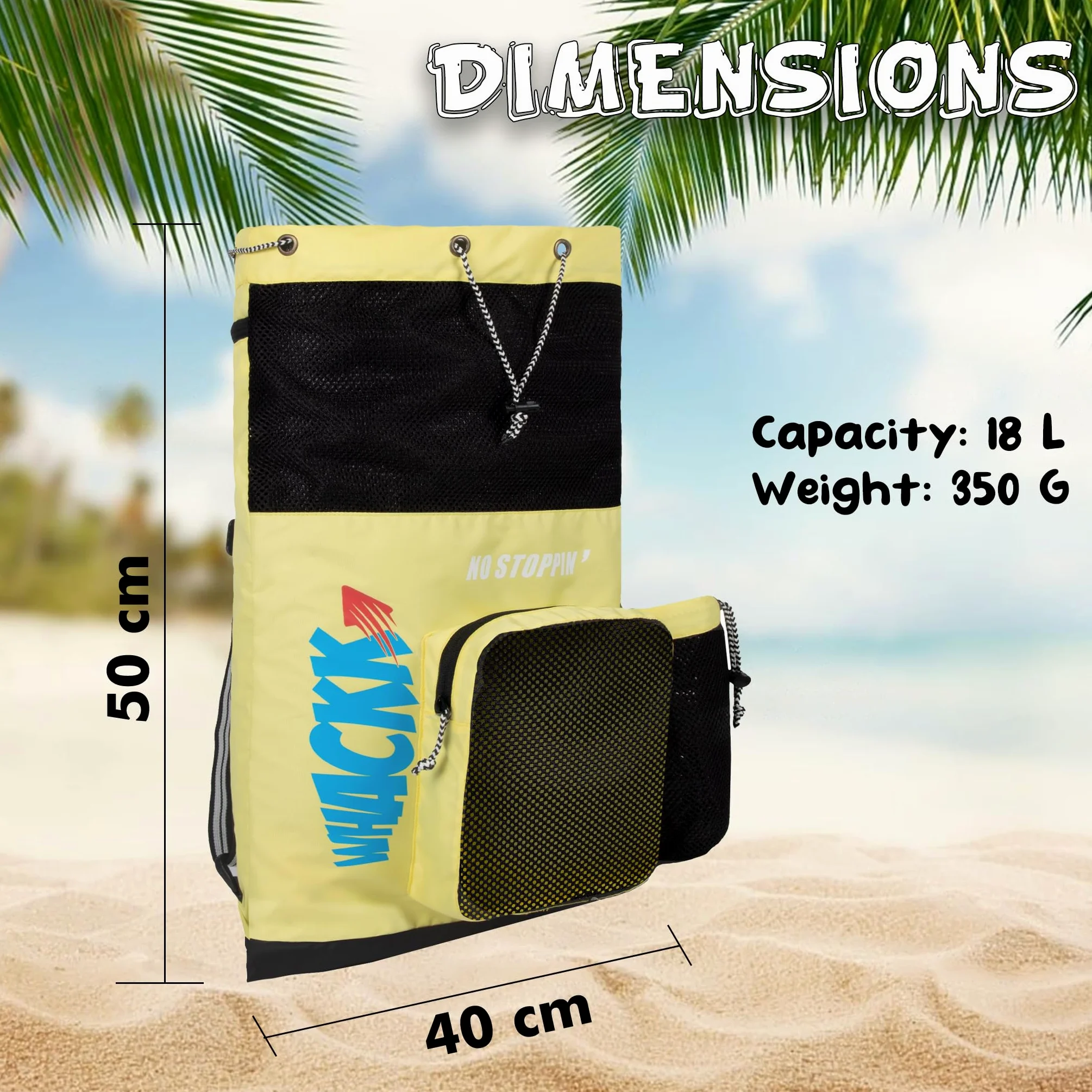 Whackk Aqua - Bolsa unisex para equipo de natación, deportes acuáticos, bolsas secas, bolsillo húmedo, accesorios, bolsa de playa, equipo de gimnasio, mochila con cordón, bolsa de netball, bolsillo