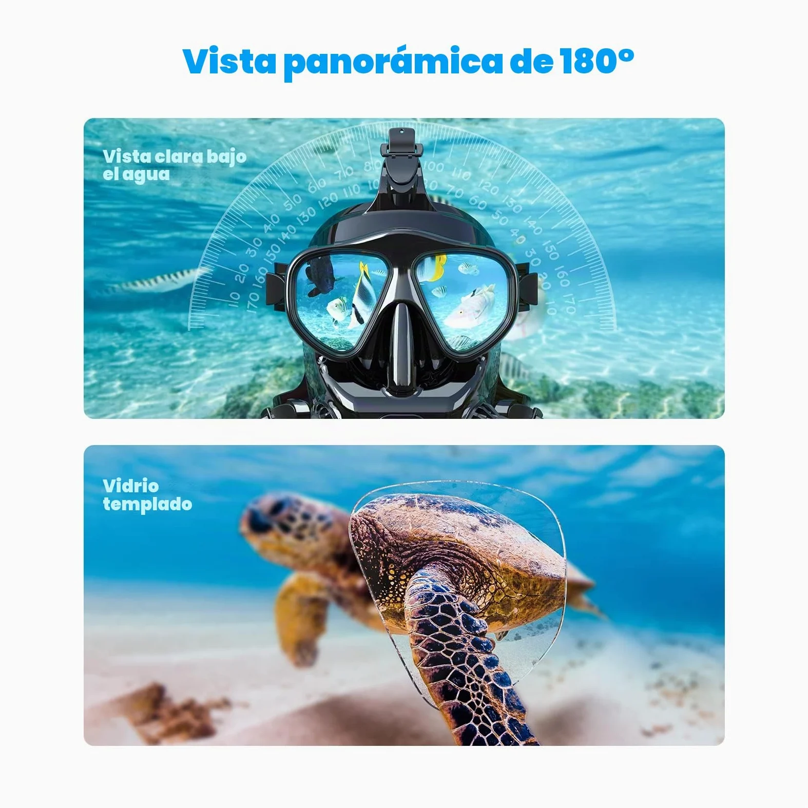SMACO Máscara de buceo de cara completa con soporte para cámara, máscara de esnórquel de cara completa para adultos compatible con S400/S400 Plus/S400 Pro/S700 Tanque de buceo, kit de máscara de buceo