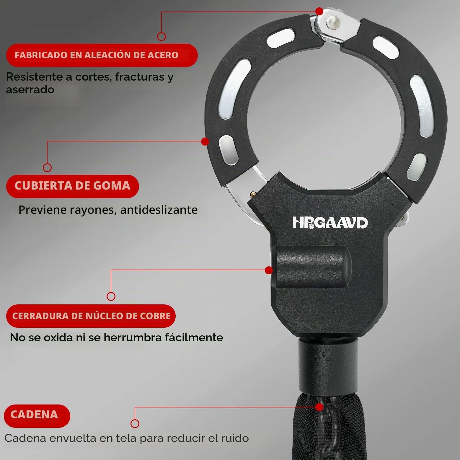 Candado de Esposas Patinete Electrico, Antirrobo Para Bici，Candado de alta Seguridad，Antirrobo con Cadena de 8 mm de Grosor für Scooters/Patinete Eléctricas/Bicicletas/E-Bike/Moto